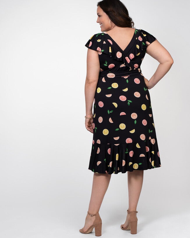 Phoebe Flounce Wrap Dress, BlackYellowPink, alternate image number 2