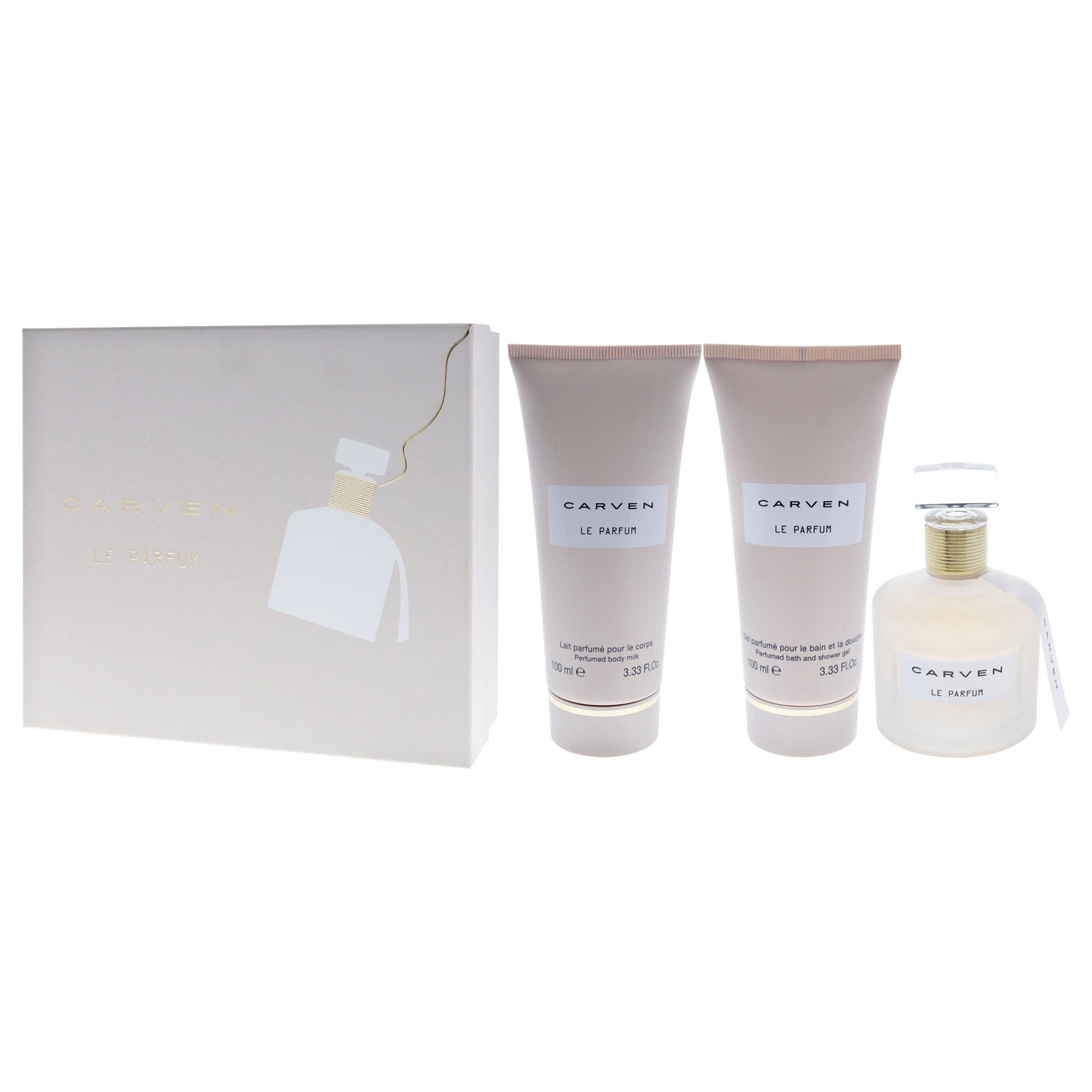 Le Parfum by Carven for Women - 3 Pc Gift Set 3.33oz EDP Spray, 3.33oz Perfumed Body Milk, 3.33oz Perfumed Bath and Shower Gel, Clear, alternate image number 3