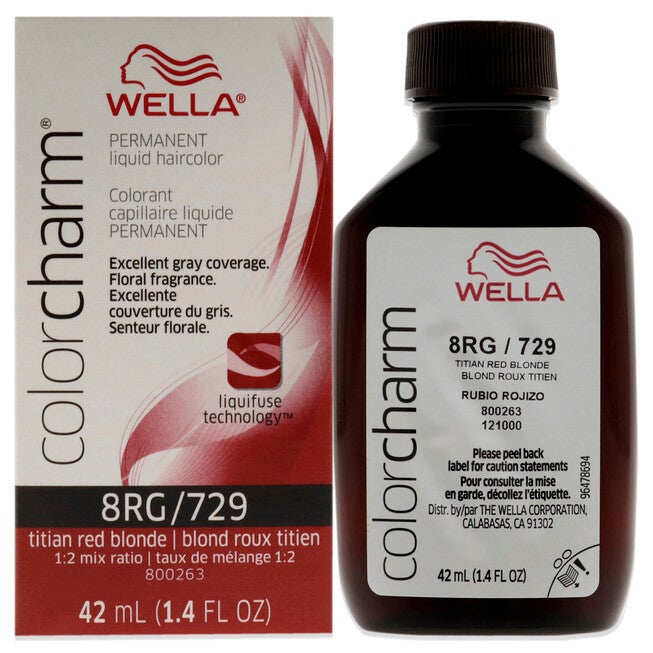 Color Charm Permanent Liquid Haircolor - 729 8RG Titian Red Blonde by Wella for Unisex - 1.4 oz Hair Color, NA, hi-res image number null