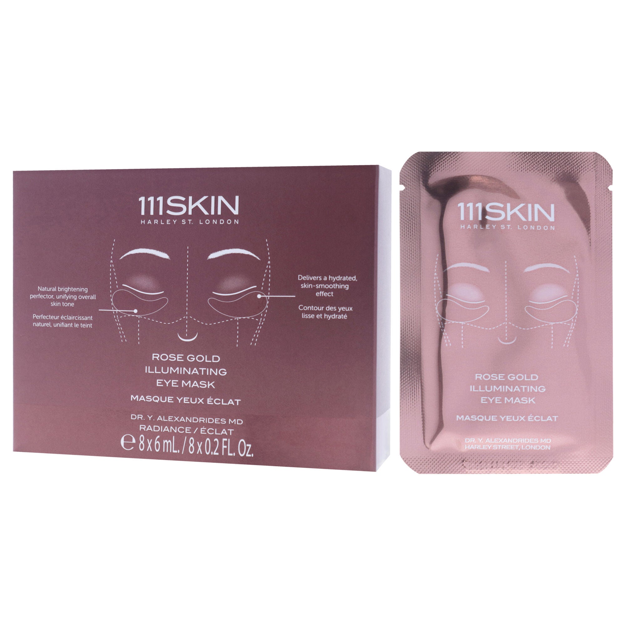Rose Gold Illuminating Eye Mask by 111Skin for Unisex - 8 Pair Mask, Gold, alternate image number 3