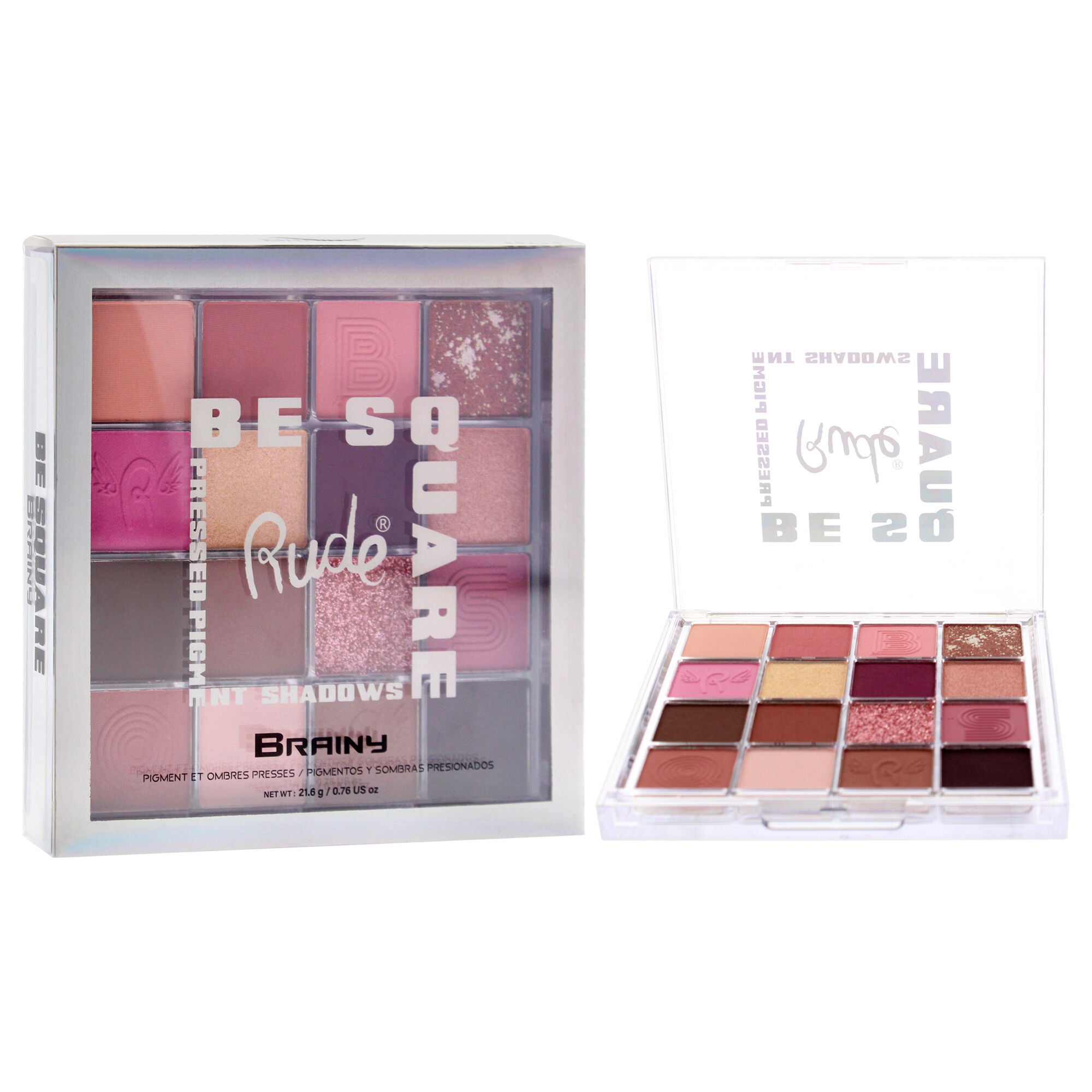 Be Square Pressed Pigments and Shadows - Brainy by Rude Cosmetics for Women - 0.76 oz Makeup, Multi, alternate image number 2