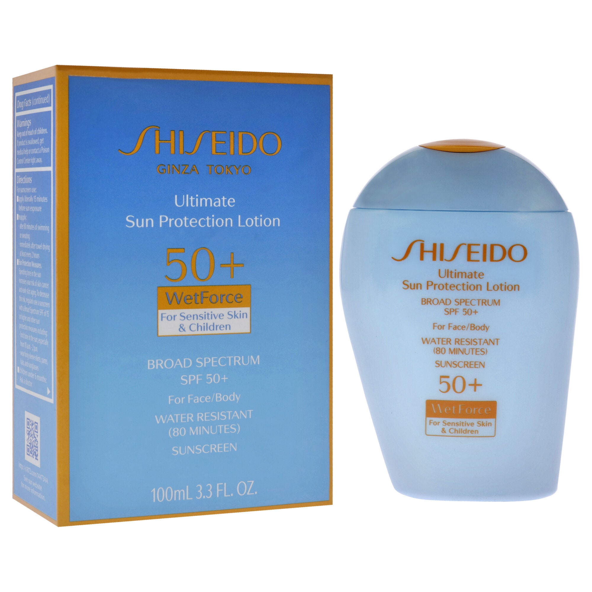 Ultimate Sun Protection Lotion WetForce SPF 50 for Sensitive Skin and Children by Shiseido for Unisex - 3.3 oz Sunscreen, See Description, alternate image number 2