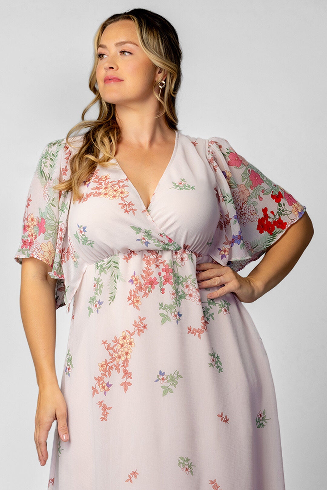 Catalina Border Print Gown, Cottage Garden Border / Cream, alternate image number 5
