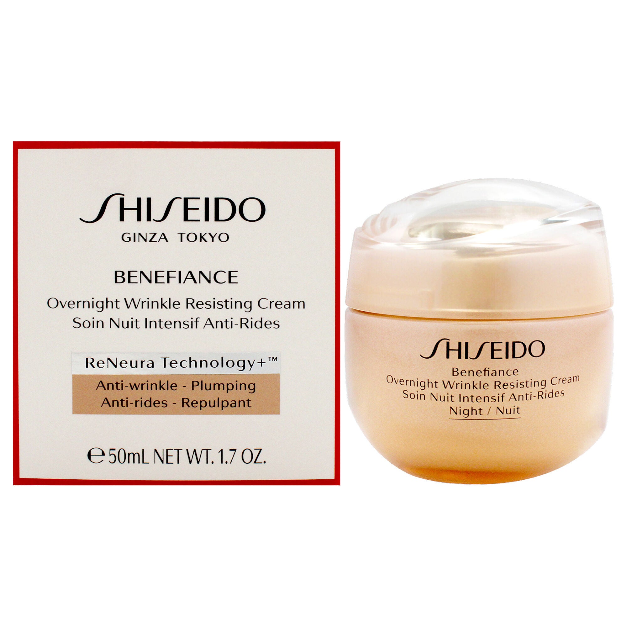 Benefiance Overnight Wrinkle Resisting Cream by Shiseido for Women - 1.7 oz Cream, See Description, hi-res image number 0