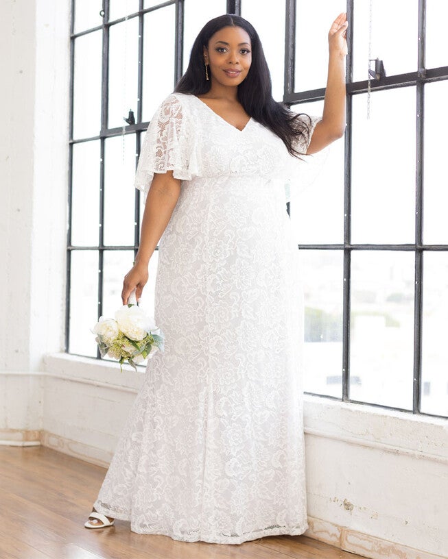 Clarissa Long Lace Wedding Dress | Woman Within Clarissa Long Lace Wedding Dress | Woman Within