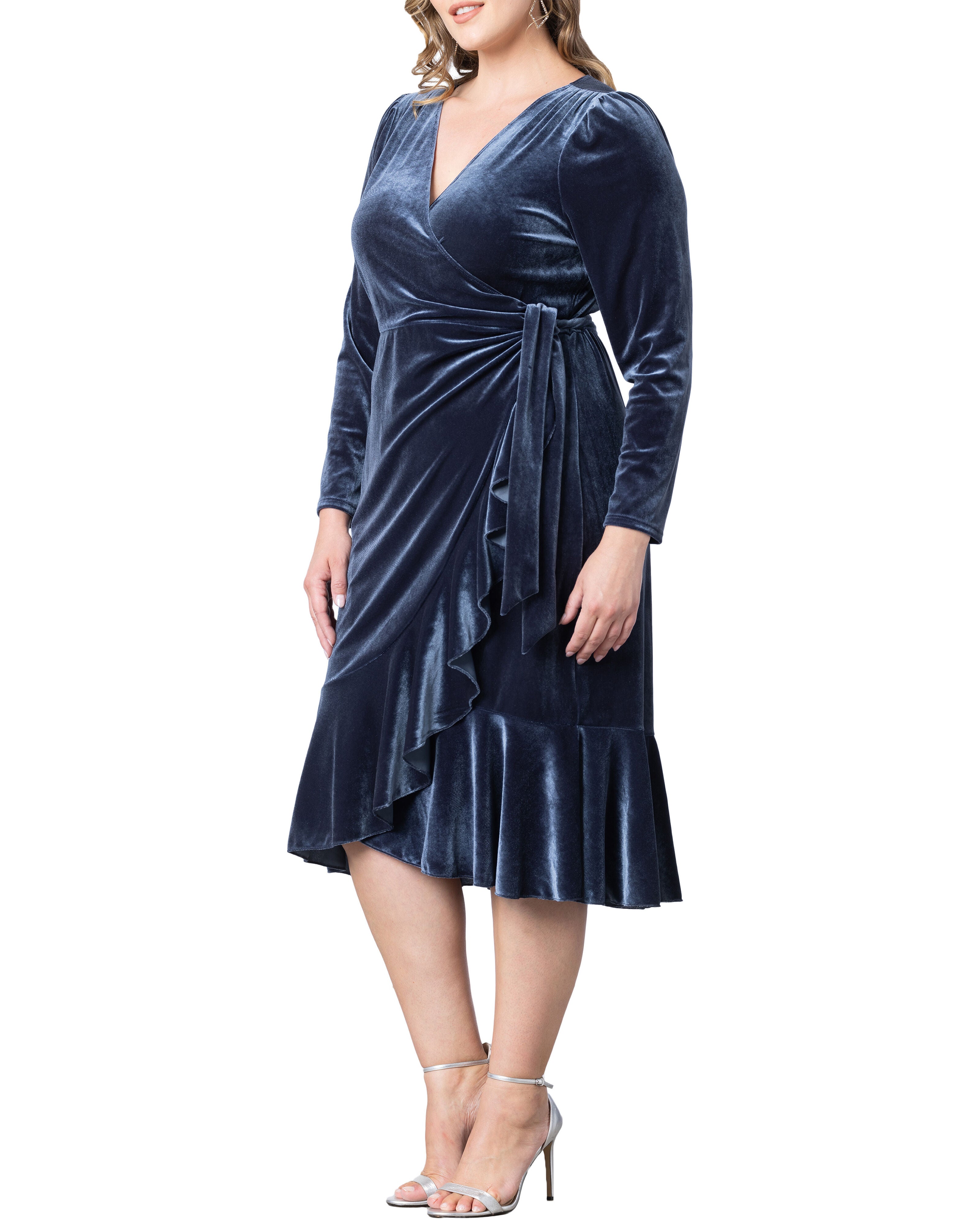 Viola Velvet Long Sleeve Wrap Dress, , alternate image number 7