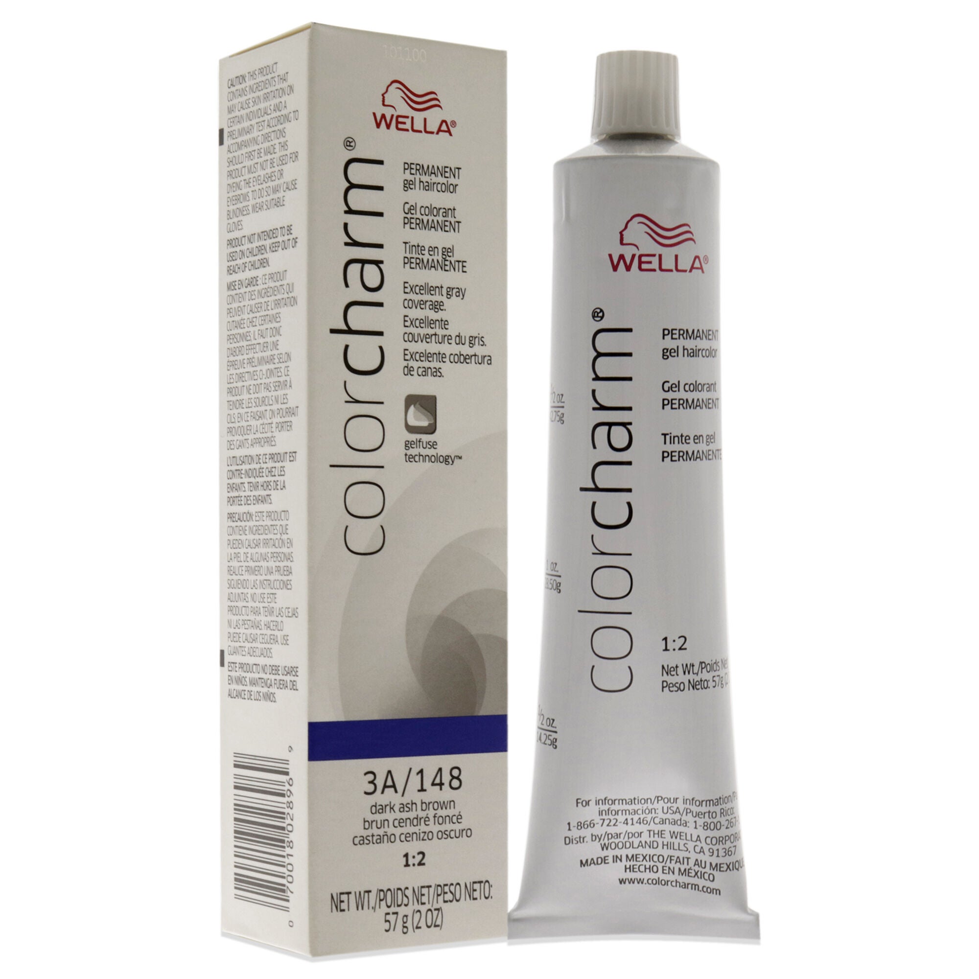 Color Charm Permanent Hair Color Gel - 148 3A Dark Ash Brown by Wella for Unisex - 2 oz Hair Color, See Description, alternate image number 2