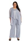 Three-Piece Pearl Detail Pant Set, Silver, hi-res image number null