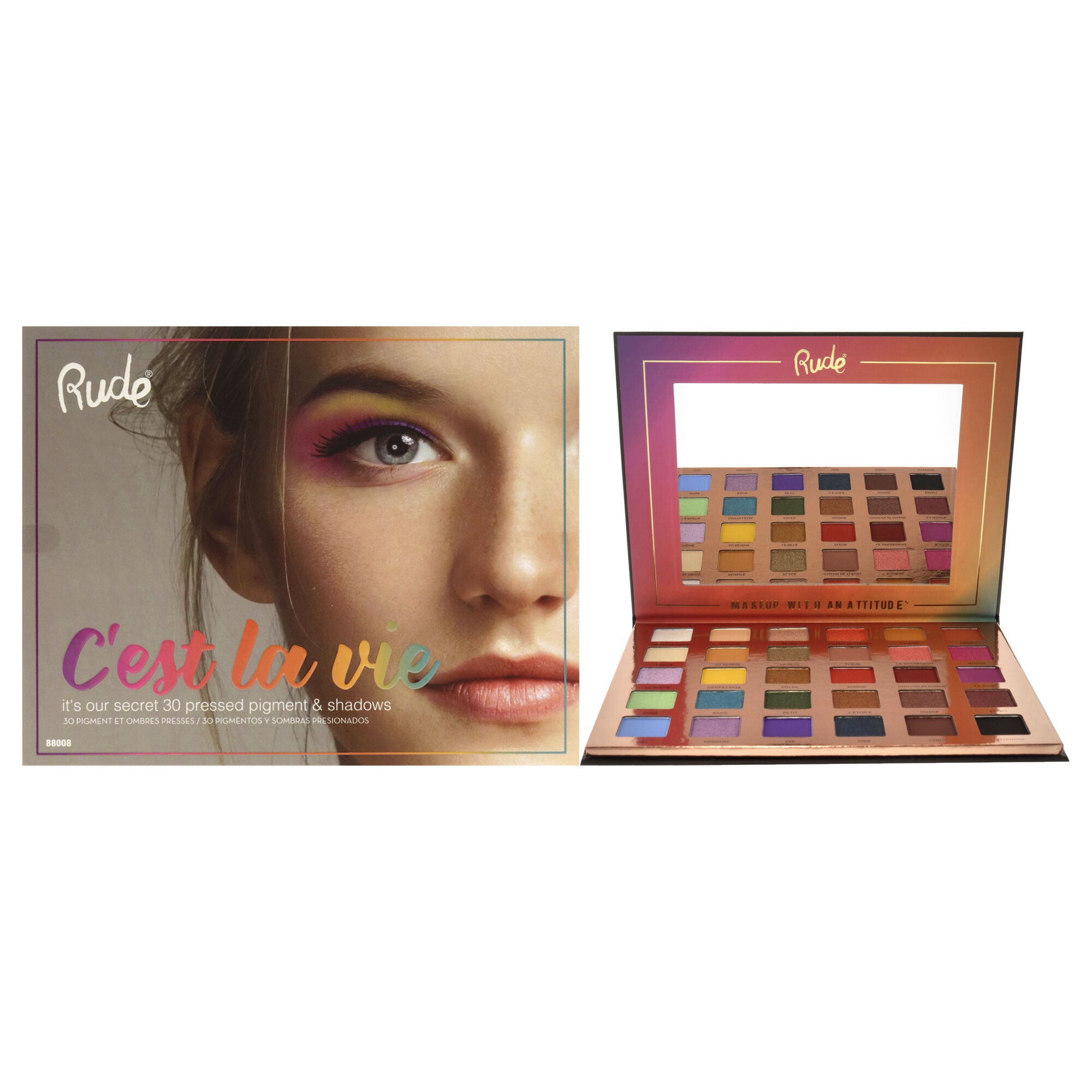 Cest La Vie 30 Eyeshadow Palette by Rude Cosmetics for Women - 1.13 oz Eye Shadow, See Description, hi-res image number 0