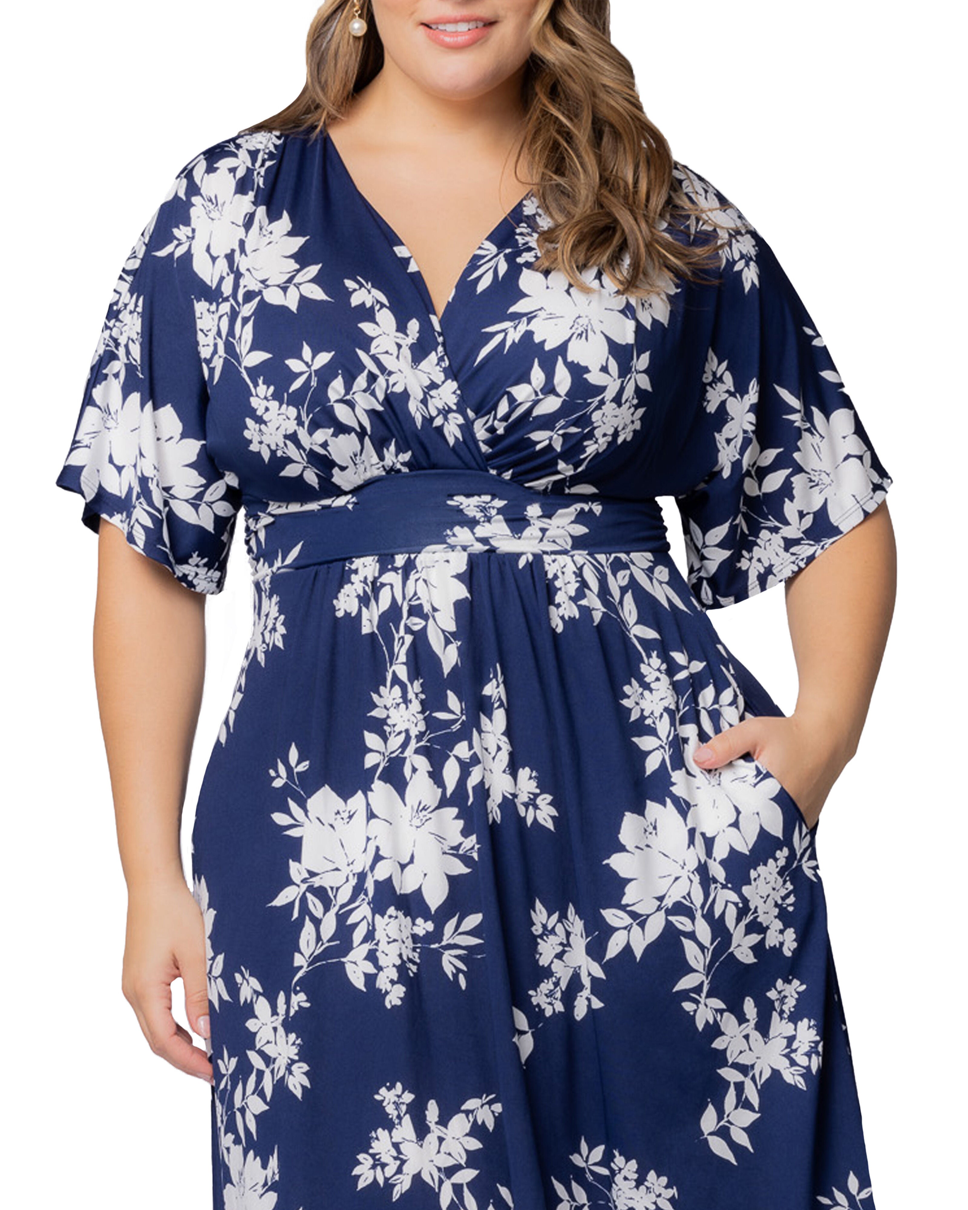 Gia Midi Dress, NAVY FLORAL PRINT / Navy, alternate image number 2