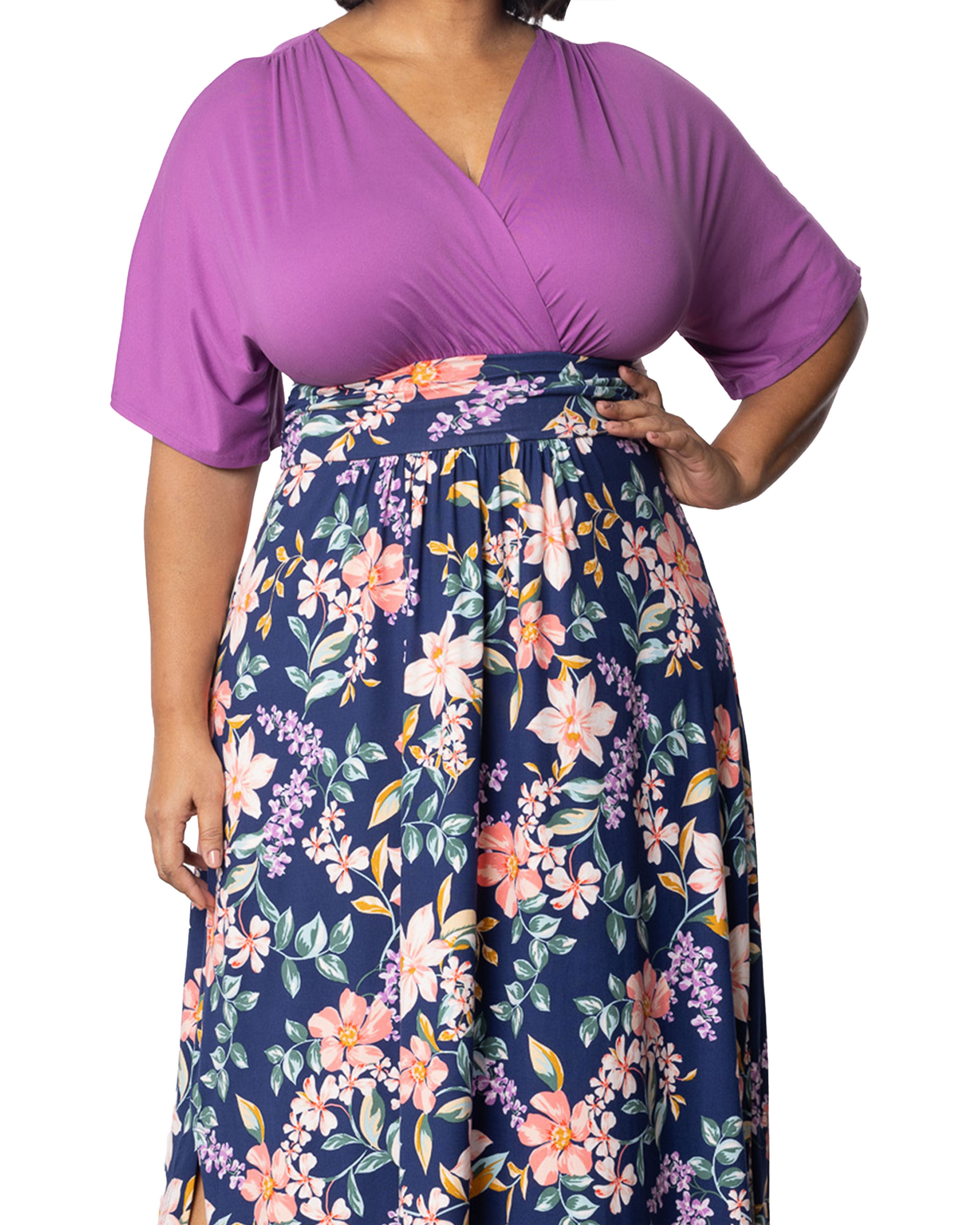 Havana Color Block Maxi Dress, NAVY BLOSSOM PRINT / Navy, alternate image number 2