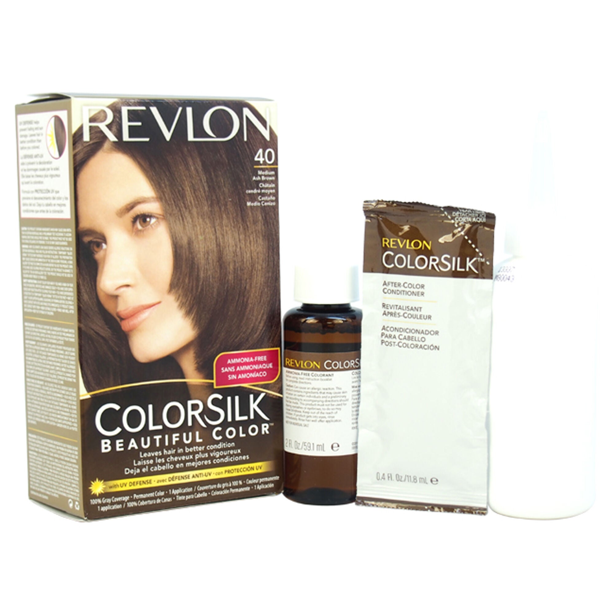 Colorsilk Beautiful Color - 40 Medium Ash Brown by Revlon for Unisex - 1 Application Hair Color, See Description, hi-res image number 0