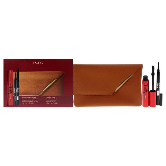 Vamp! Sexy Lashes and Skinny Liner Set by Pupa Milano for Women - 3 Pc 0.40oz Vamp! Sexy Lashes Mascara - 011 Black, 0.034oz Skinny Liner, Handy Bag, NA, hi-res image number null