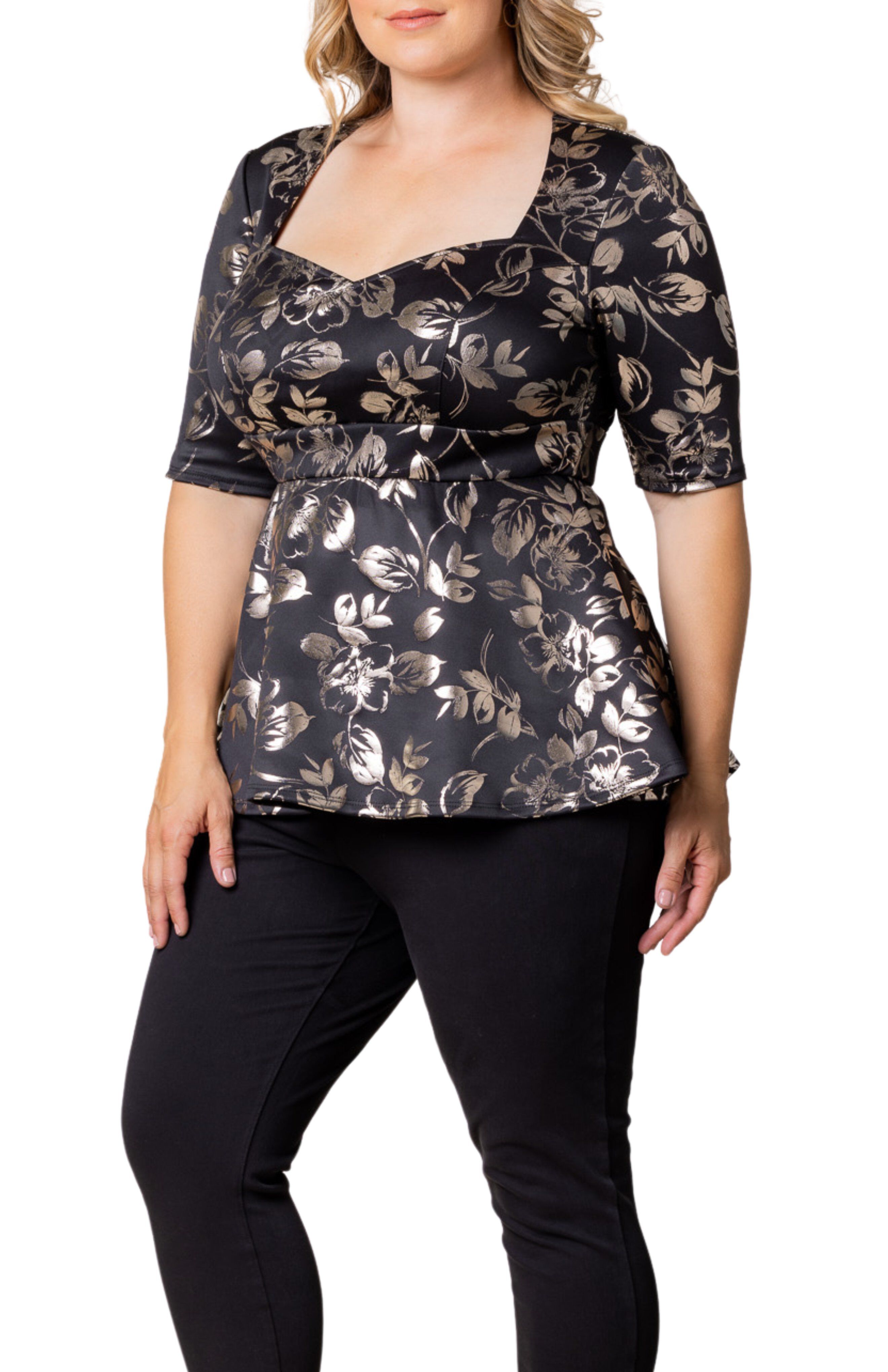 Cherished Sweetheart Peplum Top, GILDED NOIR / Black, alternate image number 3