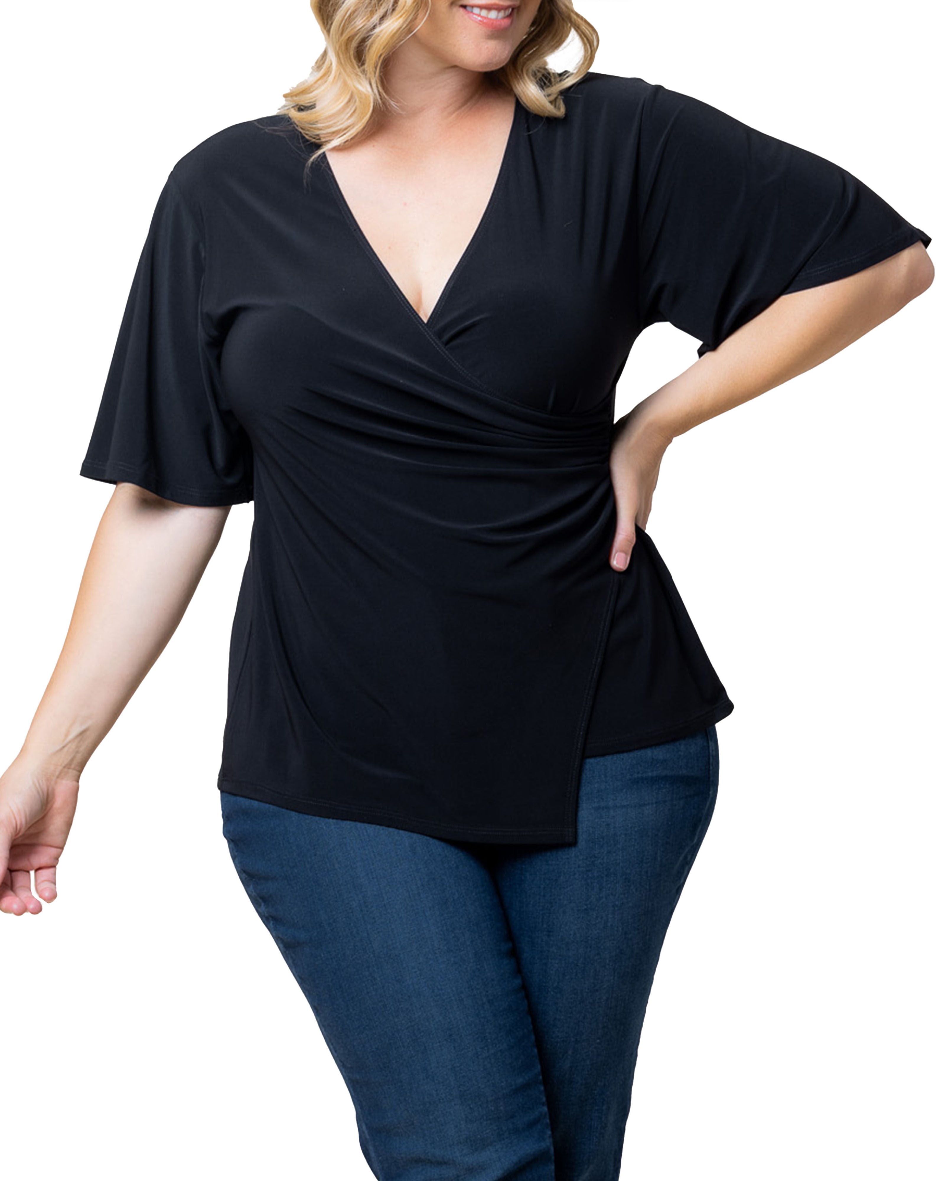 Stella Faux Wrap Top, BLACK NOIR / Black, alternate image number 2