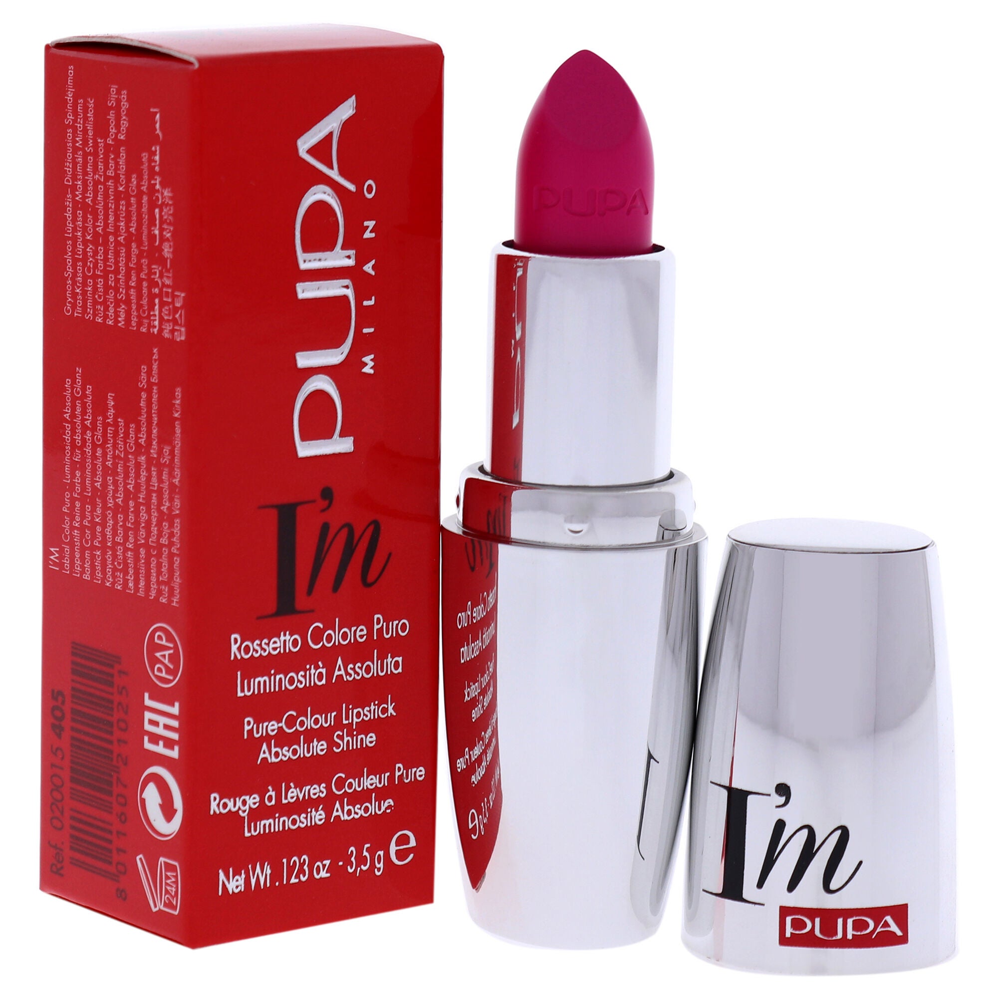 I Am Pure-Colour Lipstick - 405 Electric Fuchsia by Pupa Milano for Women - 0.123 oz Lipstick, See Description, alternate image number 2