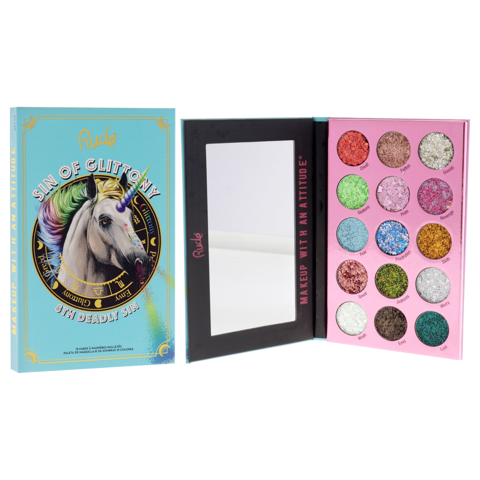 Sin of Glittony Glitter Palette by Rude Cosmetics for Women - 0.634 oz Eye Shadow, See Description, alternate image number 2