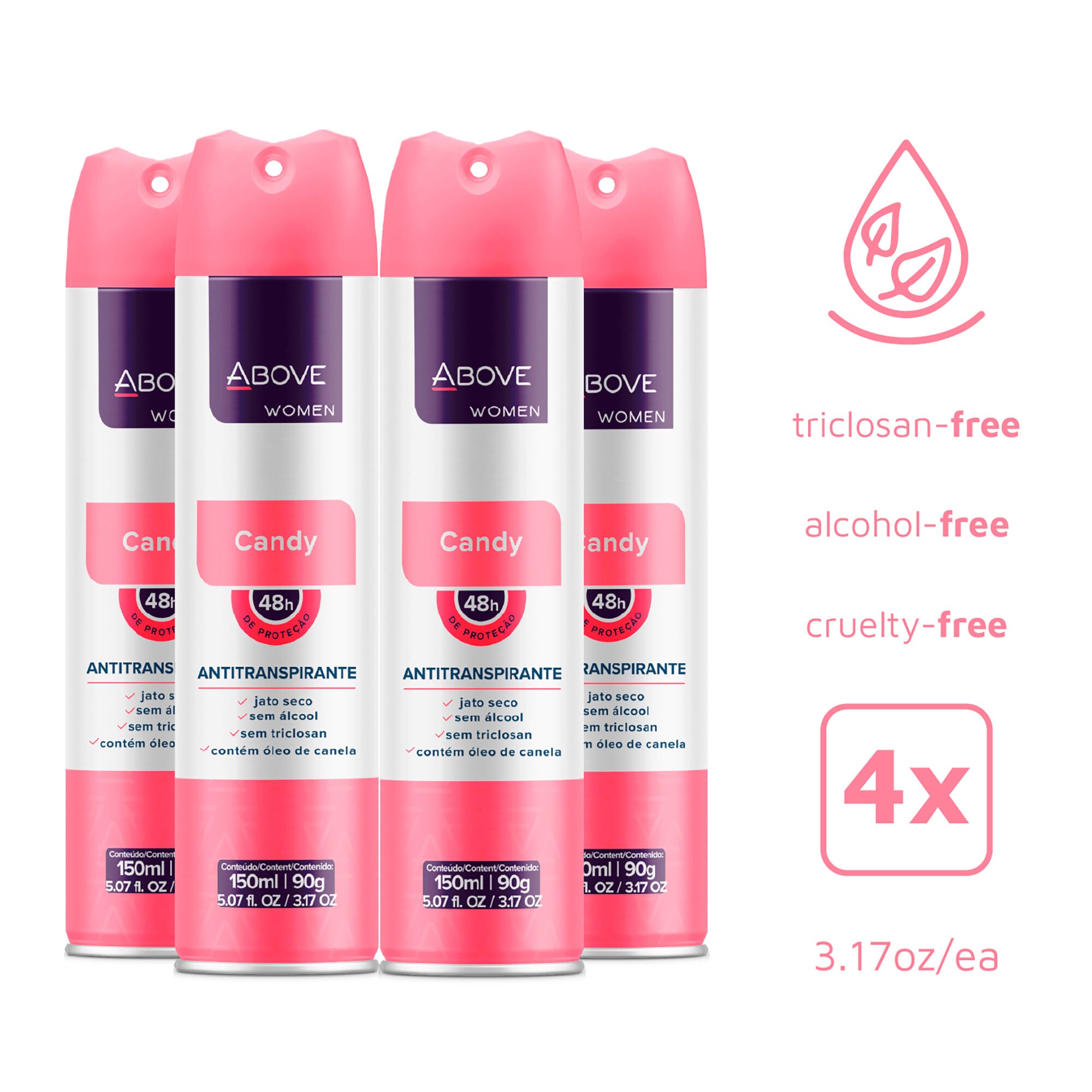 48 Hours Antiperspirant Deodorant - Candy by Above for Women - 3.17 oz Deodorant Spray - Pack of 4, See Description, alternate image number 1