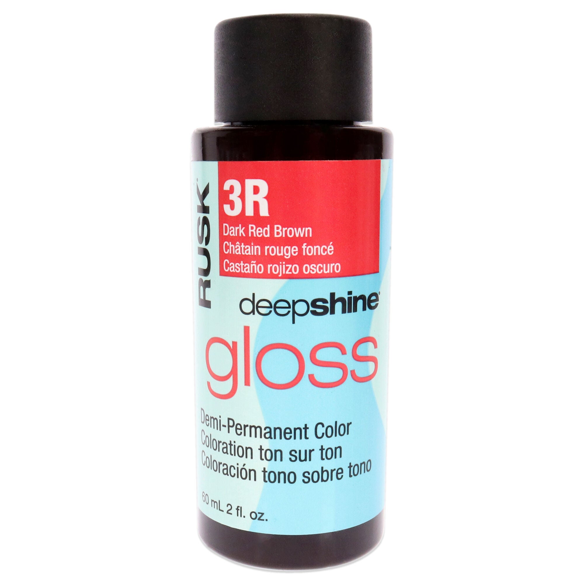 Deepshine Gloss Demi-Permanent Color - 3R Dark Red Brown by Rusk for Unisex - 2 oz Hair Color, Red, hi-res image number 0