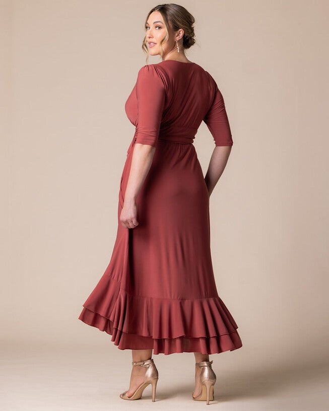 Veronica Ruffled Evening Gown, Rosy Sunset, alternate image number null