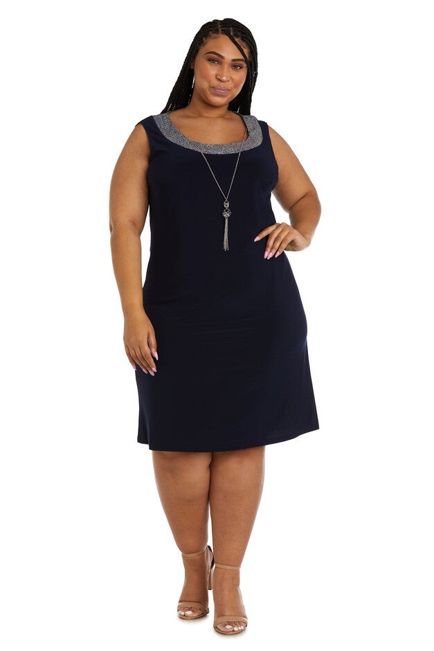 Two-Piece Foil Knit Detail Jacket Dress - Plus, , alternate image number null