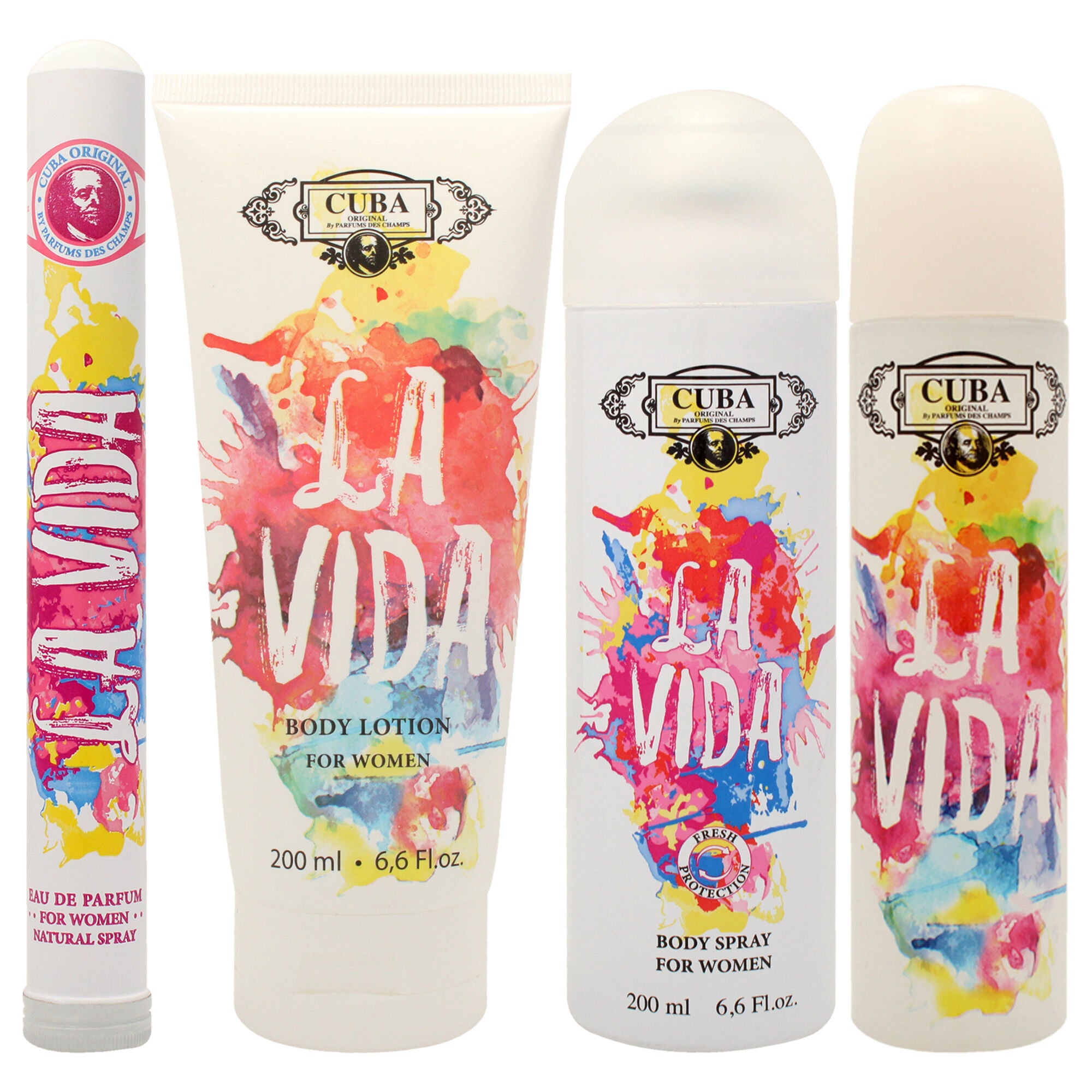 Cuba La Vida by Cuba for Women - 4 Pc Gift Set 3.3oz EDP Spray, 1.17oz EDP Spray, 6.6oz Body Spray, 6.6oz Body Lotion, See Description, alternate image number 4