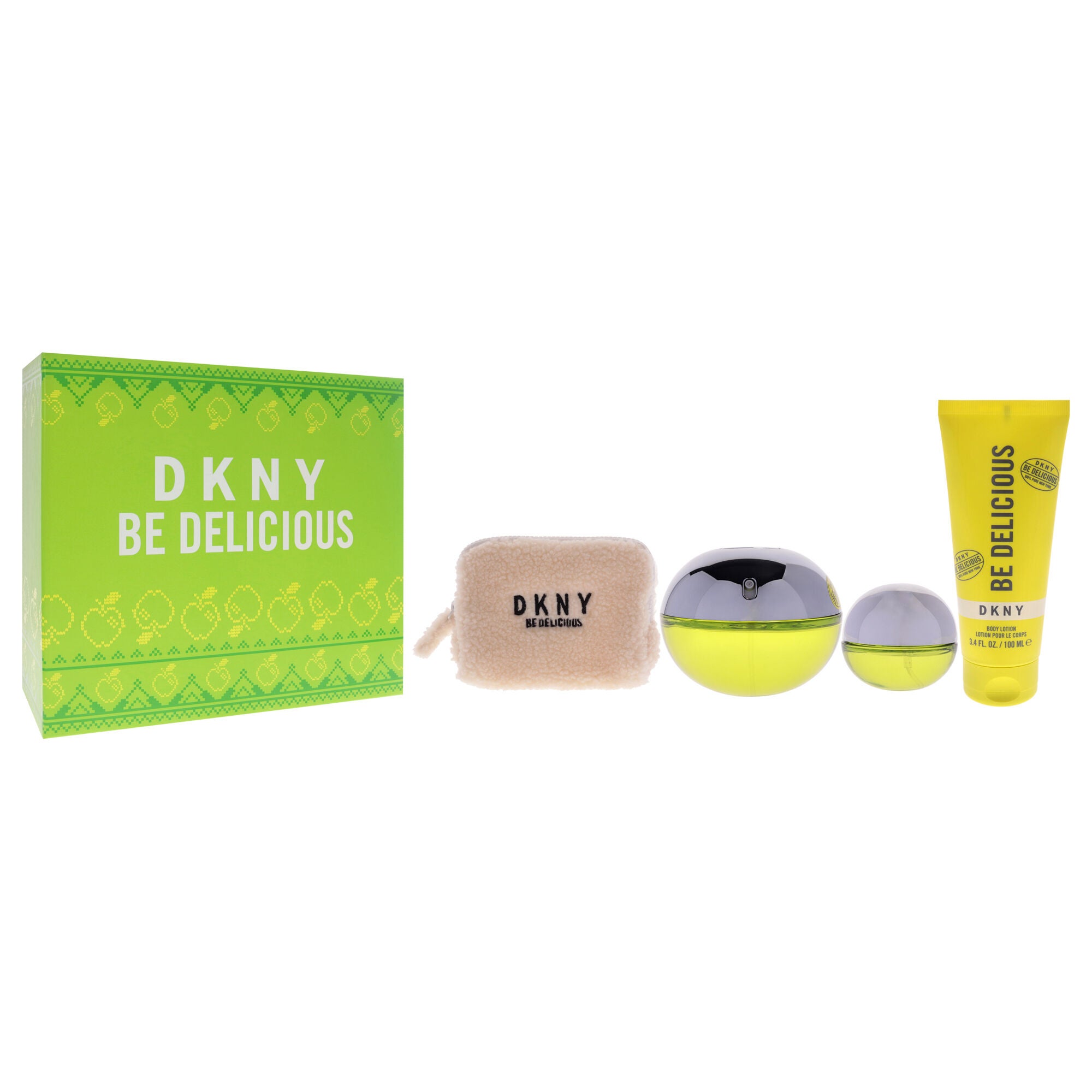 DKNY Be Delicious by Donna Karan for Women - 4 Pc Gift Set 3.4oz EDP Spray, 0.5oz EDP Spray, 3.4oz Body Lotion, Pouch, Light Green, alternate image number 2