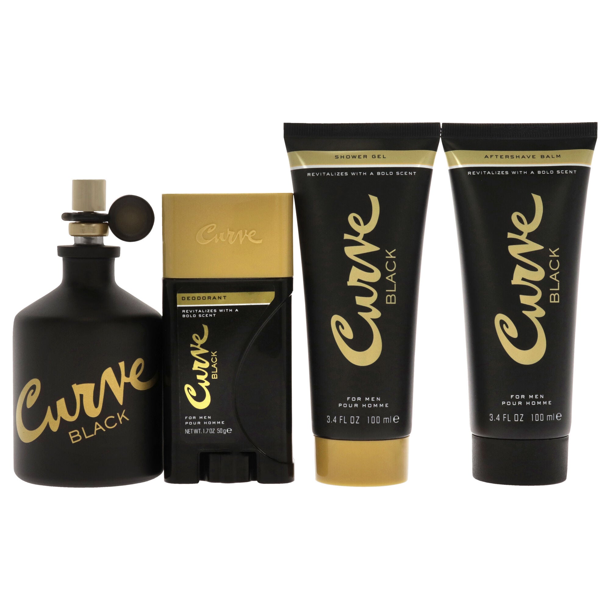 Curve Black by Liz Claiborne for Men - 4 Pc Gift Set 4.2oz EDC Spray, 3.4oz After Shave Balm, 3.4oz Shower Gel, 1.7oz Deodrant Stick, See Description, alternate image number 3