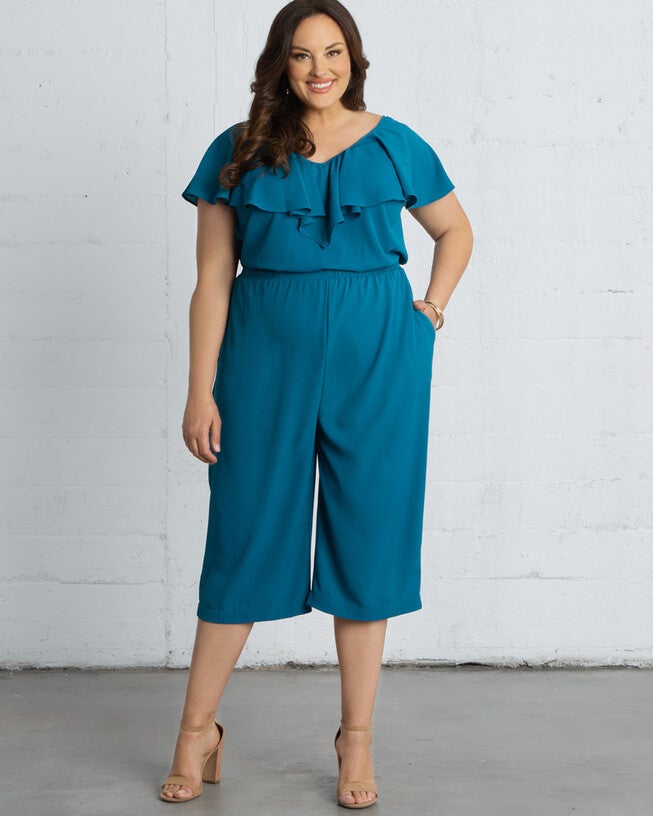 Avery Cropped Jumpsuit, Teal the Show, hi-res image number null