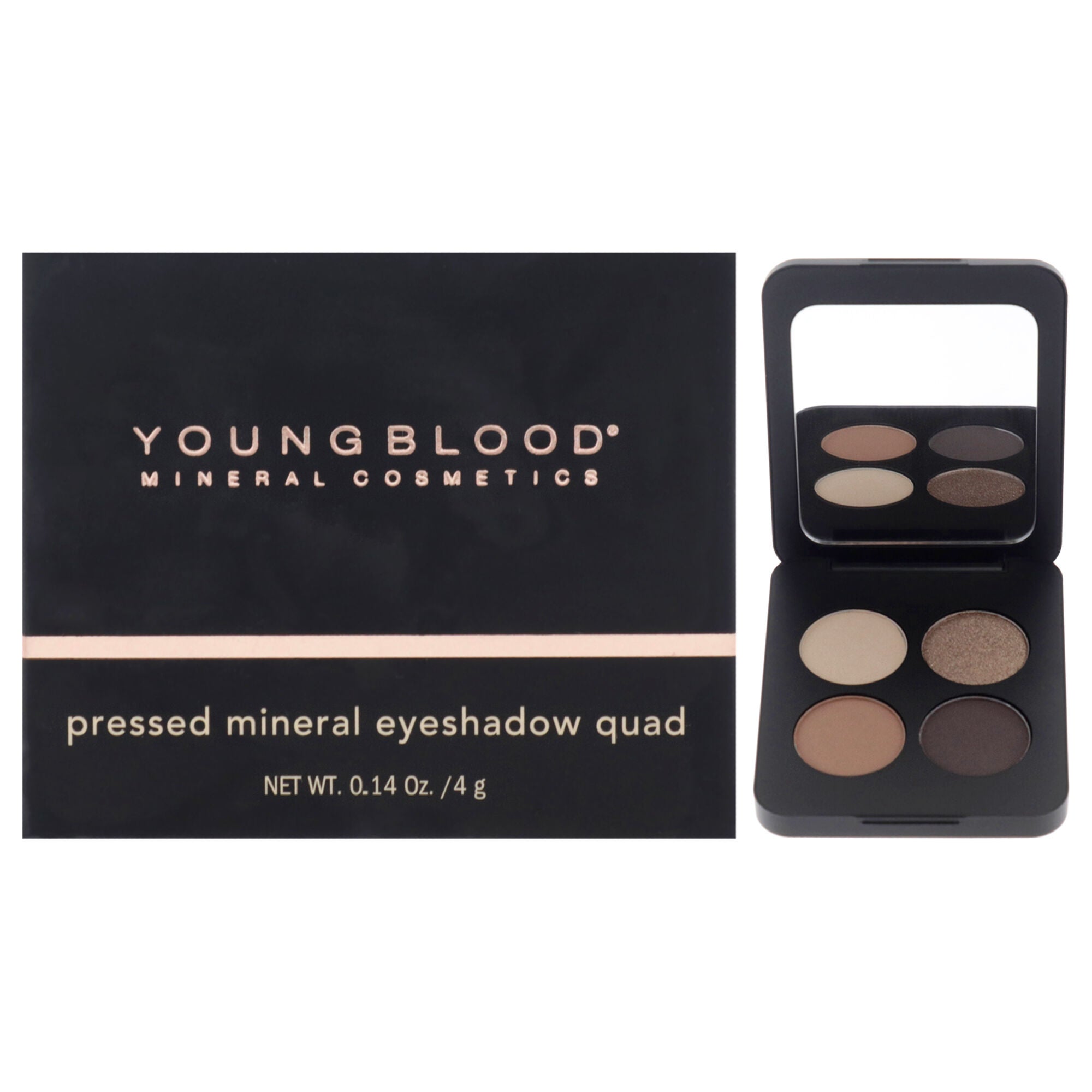 Pressed Mineral Eyeshadow Quad - Taupe Smoke by Youngblood for Women - 0.14 oz Eye Shadow, Brown, hi-res image number 0