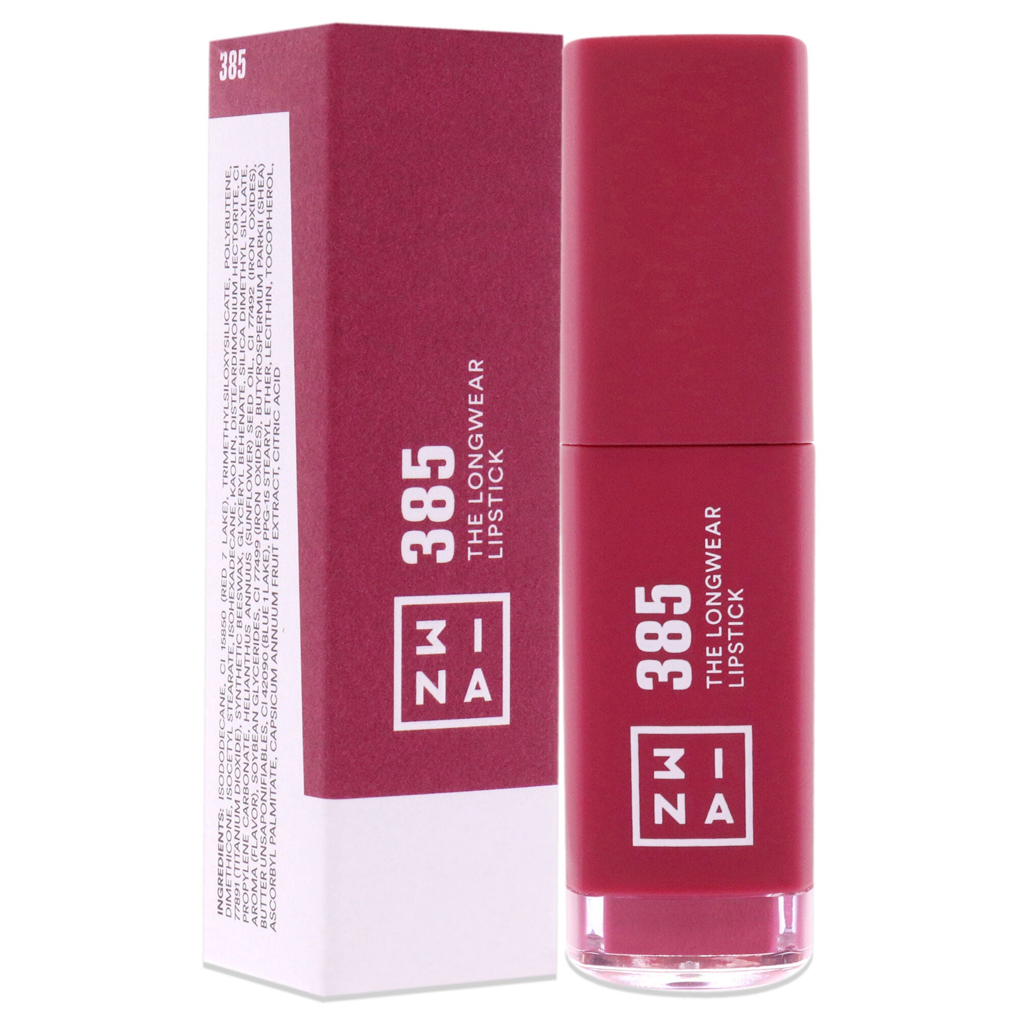 The Longwear Lipstick - 385 Burgundy by 3INA for Women - 0.20 oz Lipstick, See Description, alternate image number 2