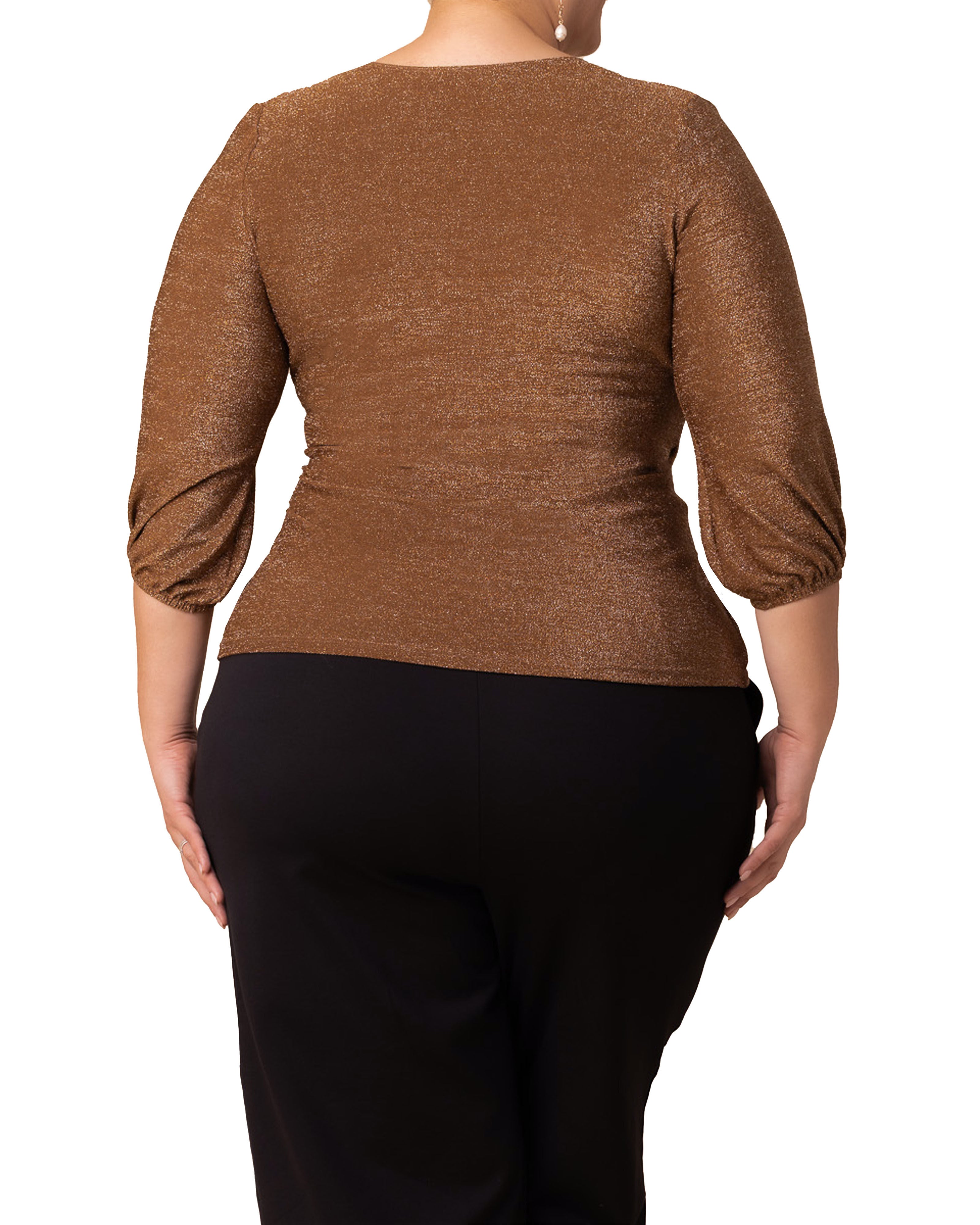Celeste Faux Wrap Top, MOCHA SPARKLE / Mocha, alternate image number 1