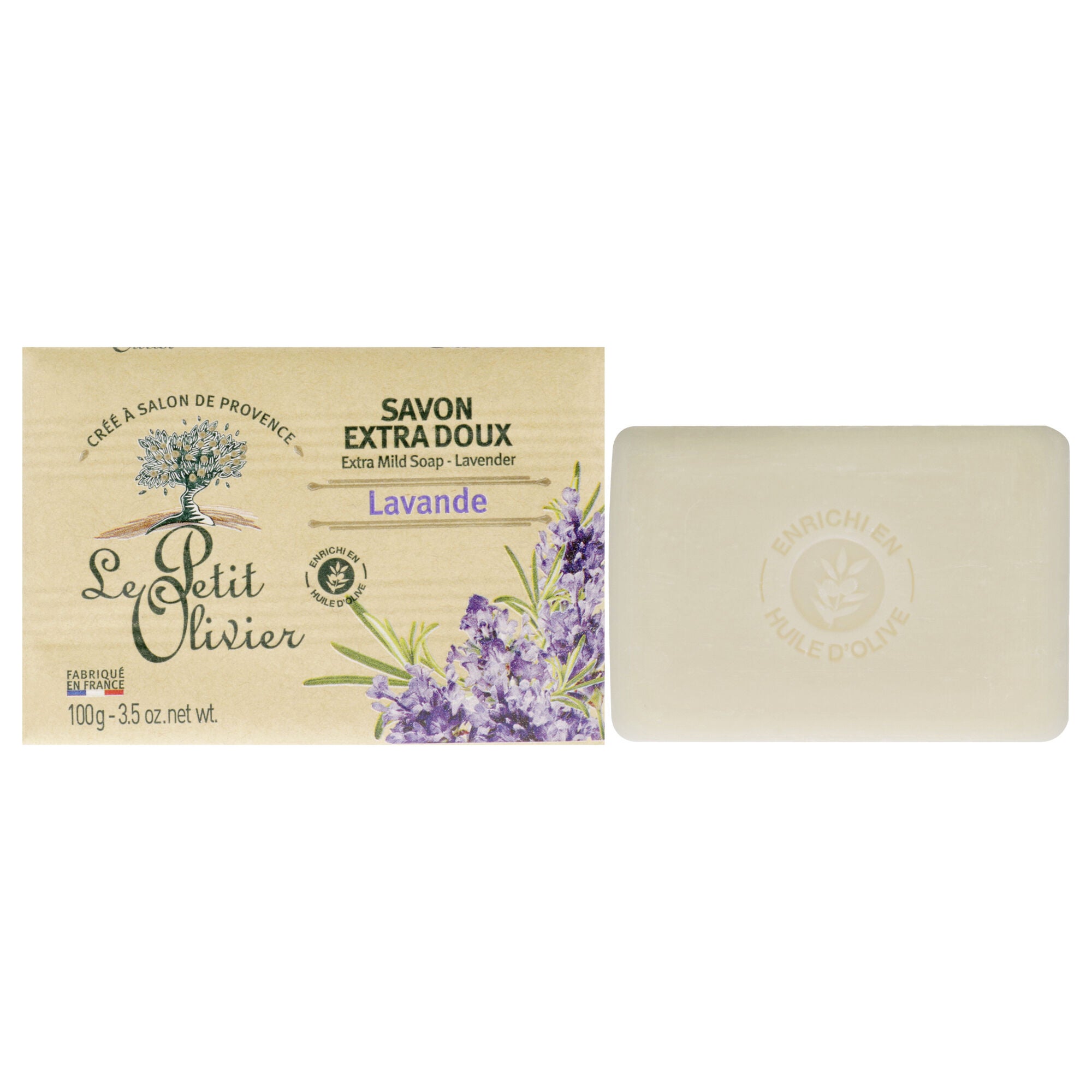 Extra Mild Soap - Lavender by Le Petit Olivier for Unisex - 3.5 oz Soap, See Description, hi-res image number 0