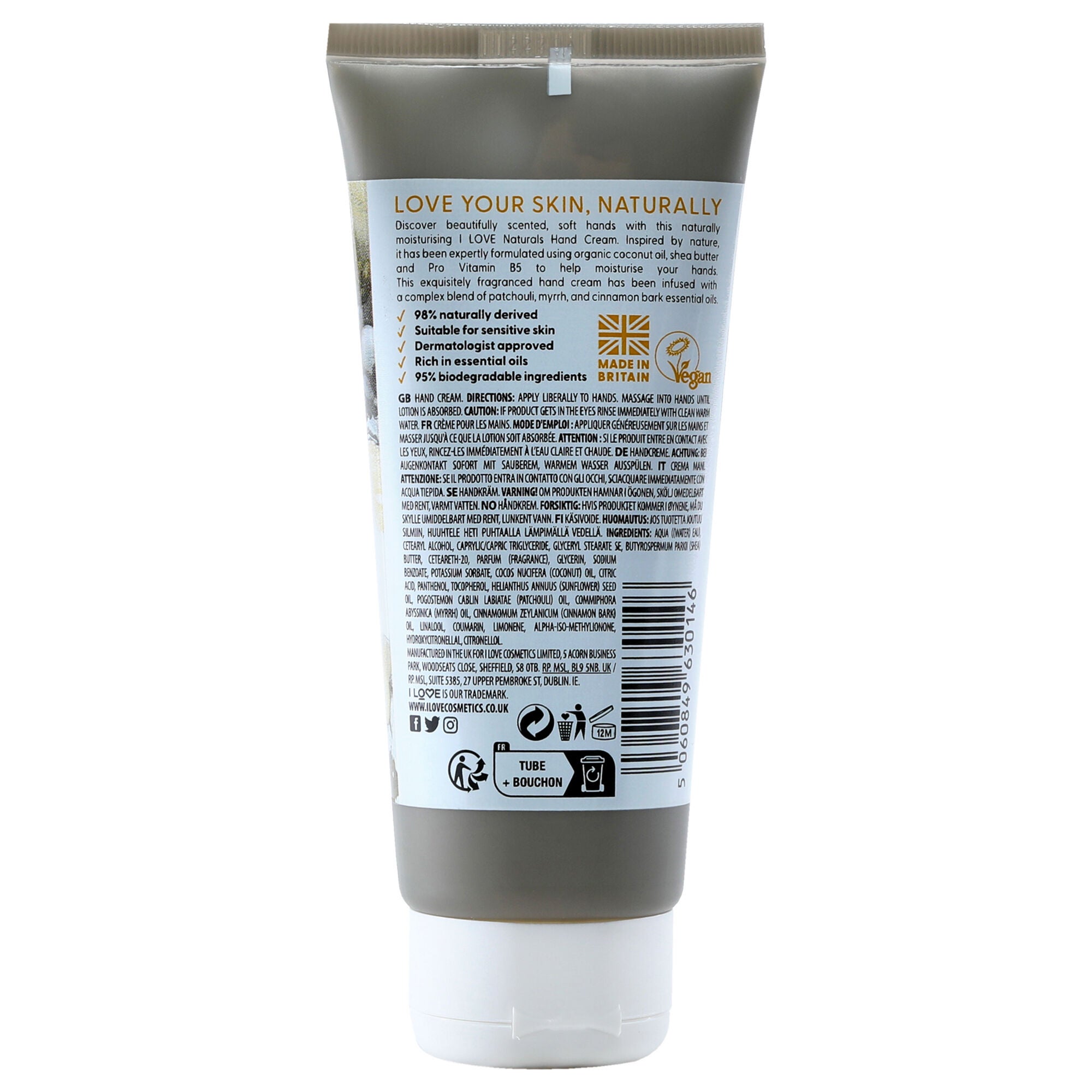 Naturals Hand Cream - Tonka Bean and Myrrh by I Love Cosmetics for Women - 3.4 oz Cream, See Description, alternate image number 2
