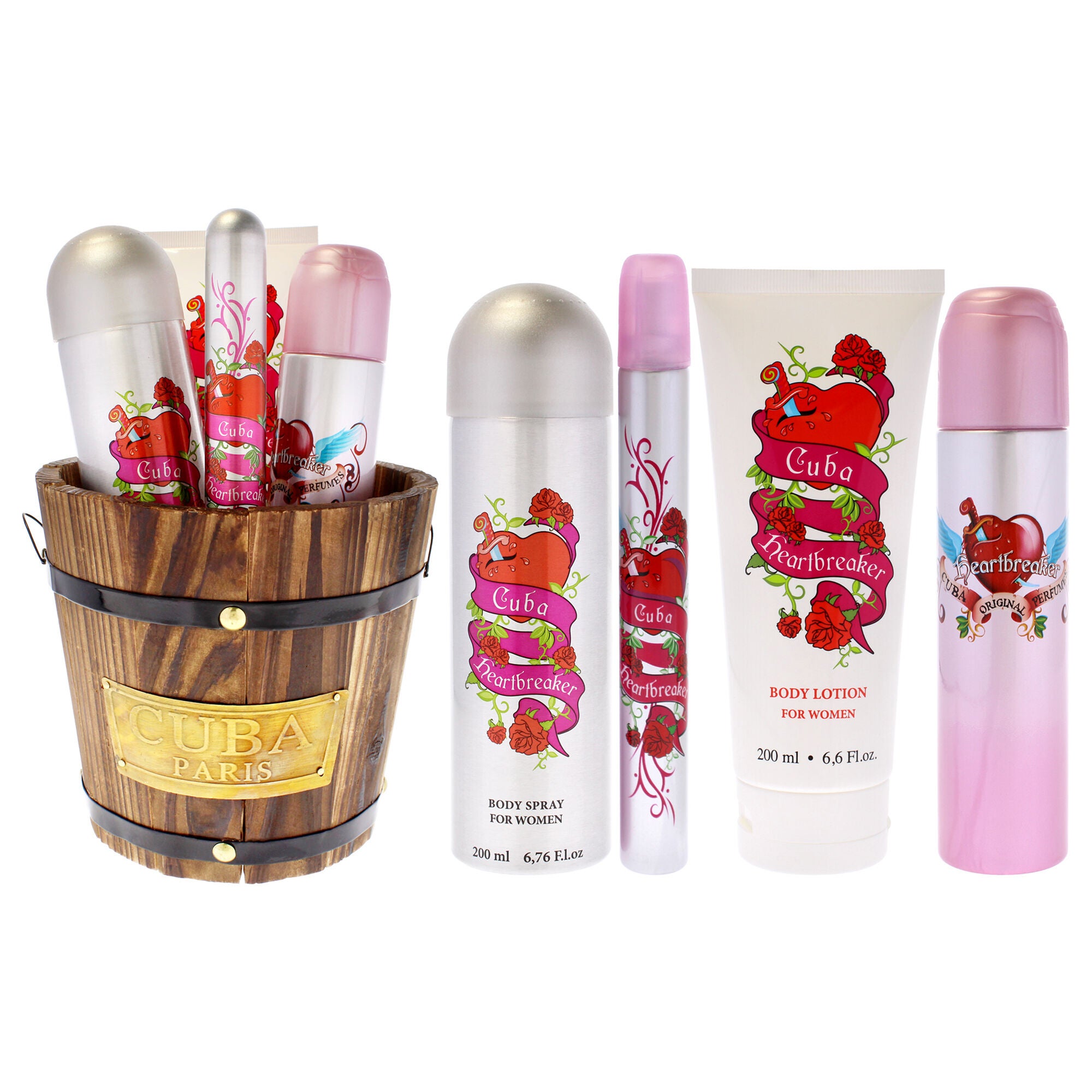 Cuba Heartbreaker by Cuba for Women - 4 Pc Gift Set 3.3oz EDP Spray, 1.7oz EDP Spray, 6.6oz Body Spray, 6.6oz Body Splash, See Description, hi-res image number 0