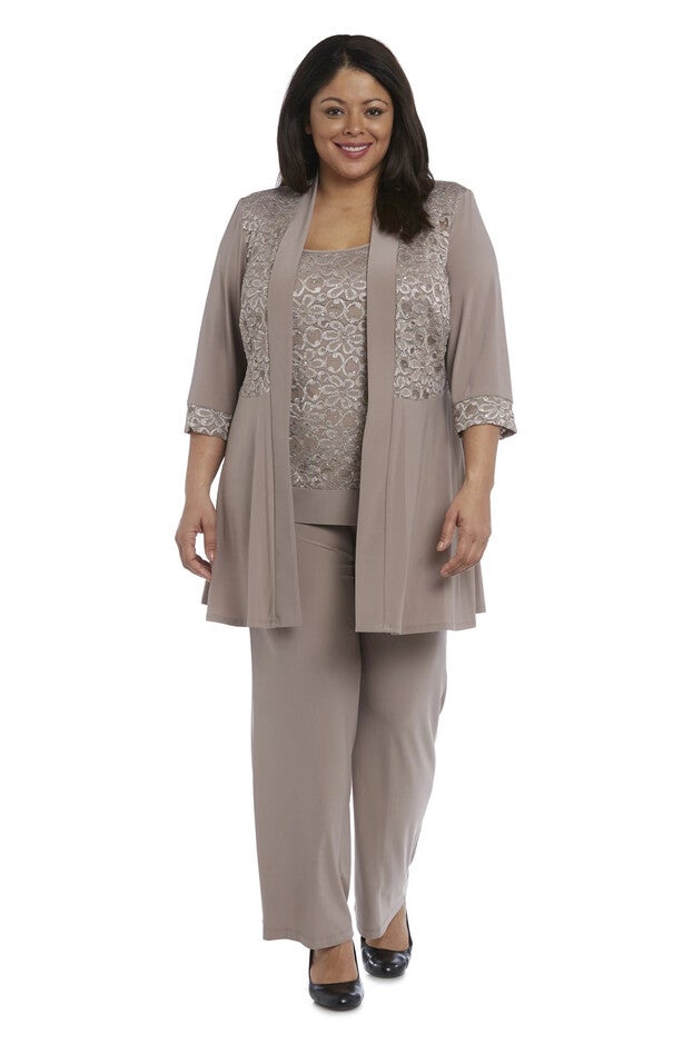 Faux Trouser Set with Lace and Sequin Detailing, Mocha, hi-res image number null