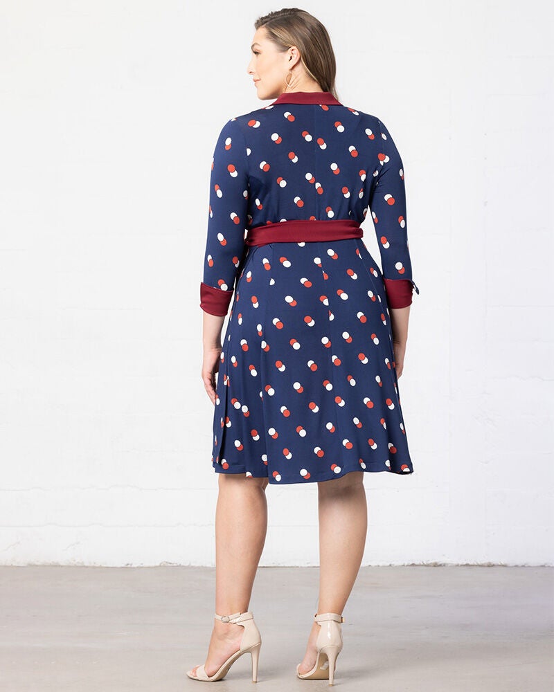 Sophisticate Wrap Dress, Navy Dot Duo, alternate image number 1