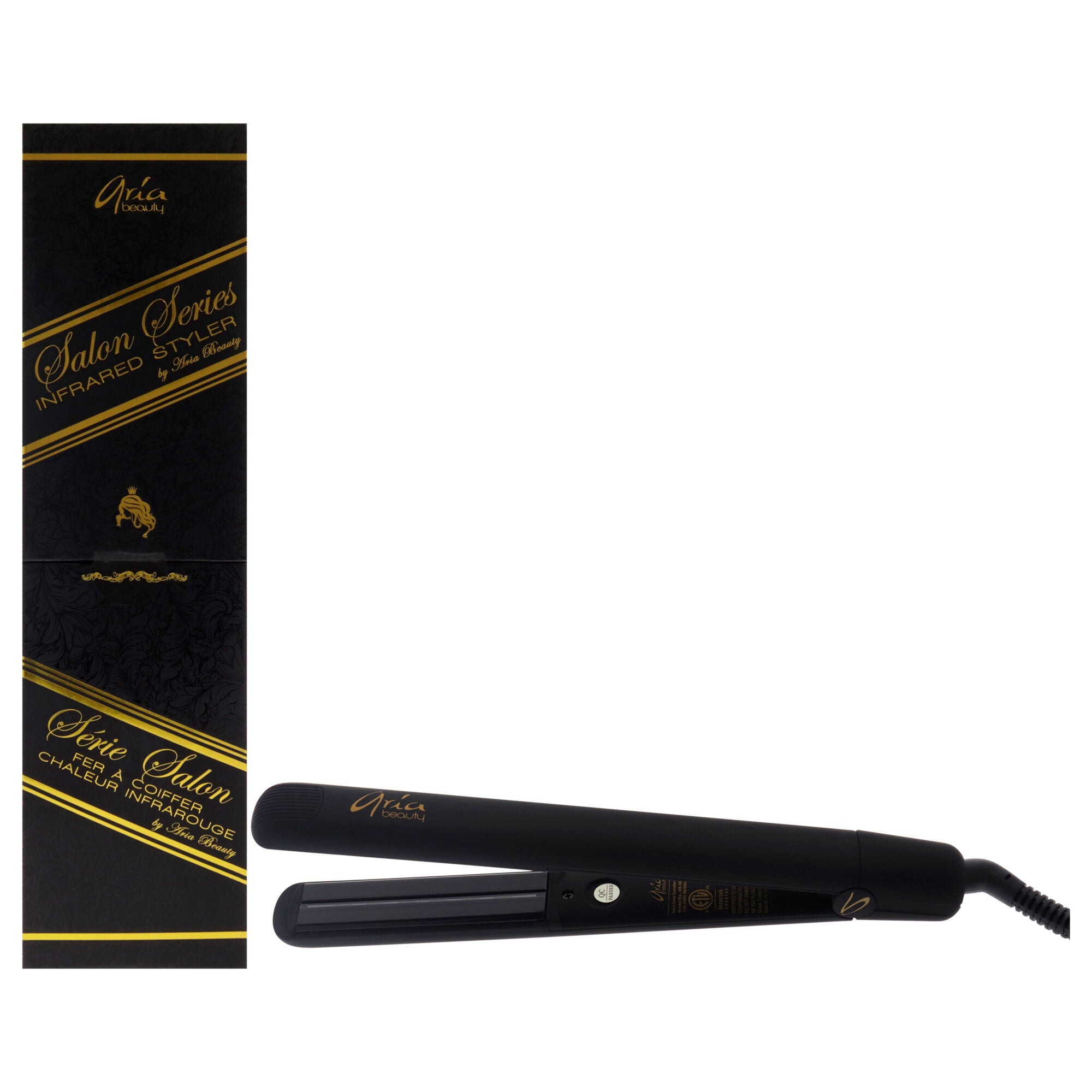 Infused Ceramic Plates Hair Straightener Black by Aria Beauty for Women 1 Pc Flat Iron Woman Within