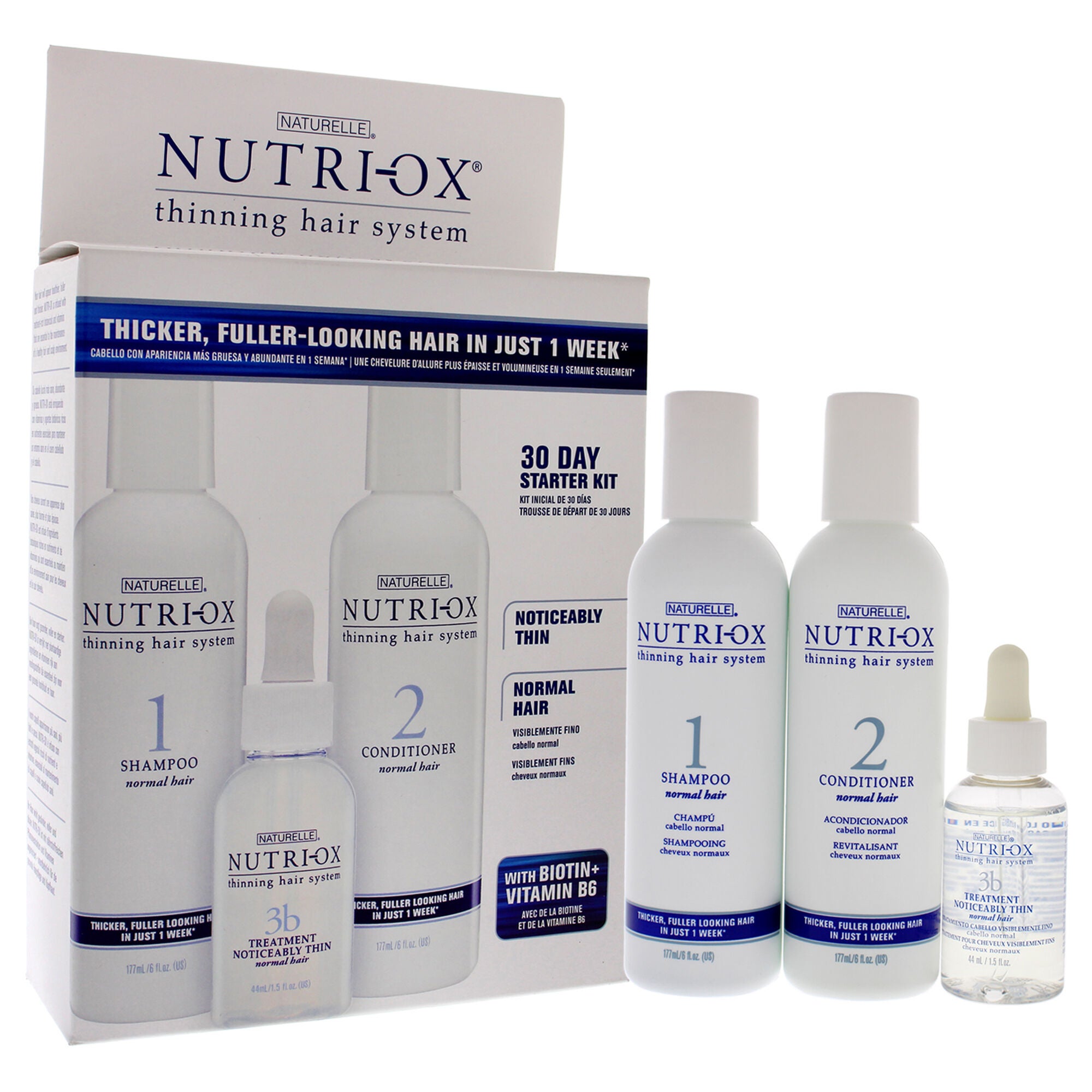 Noticeably Thin Normal Hair Starter Kit by Nutri-Ox for Unisex - 3 Pc Gift Set 6oz Shampoo Normal, 6oz Conditioner Normal, 1.5oz Treatment, , alternate image number 6