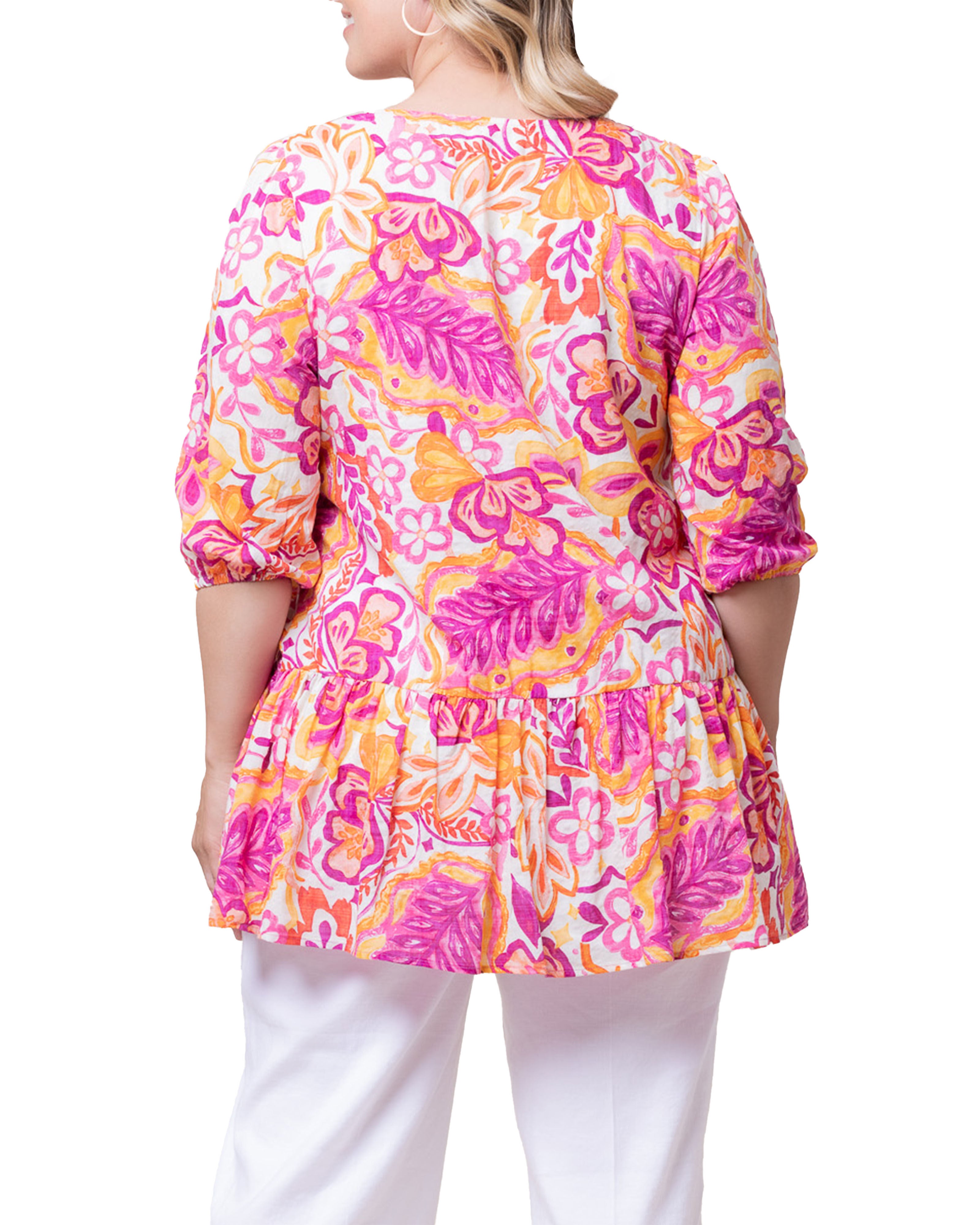 Oasis Flowy Tunic Top, ARTFUL TROPICAL PRINT / Magenta, alternate image number 1