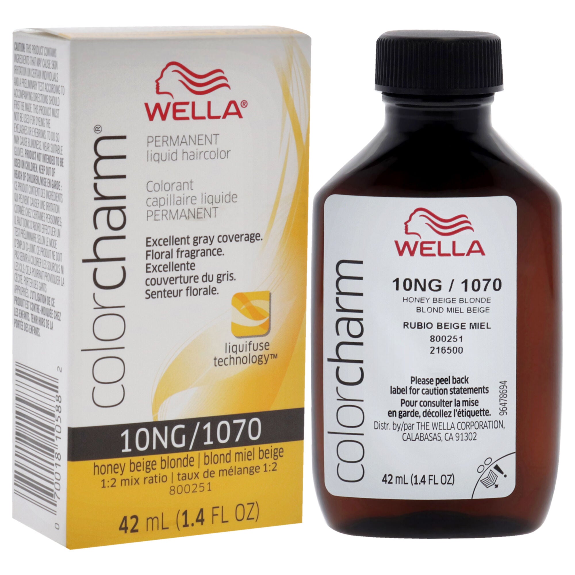 Color Charm Permanent Liquid Hair Color - 1070 10NG Honey Beige Blonde by Wella for Unisex - 1.42 oz Hair Color, See Description, alternate image number 2