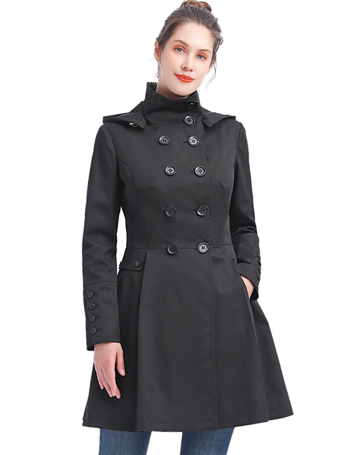 Kayla Waterproof Hooded Mid Length Trench Coat, , alternate image number 4