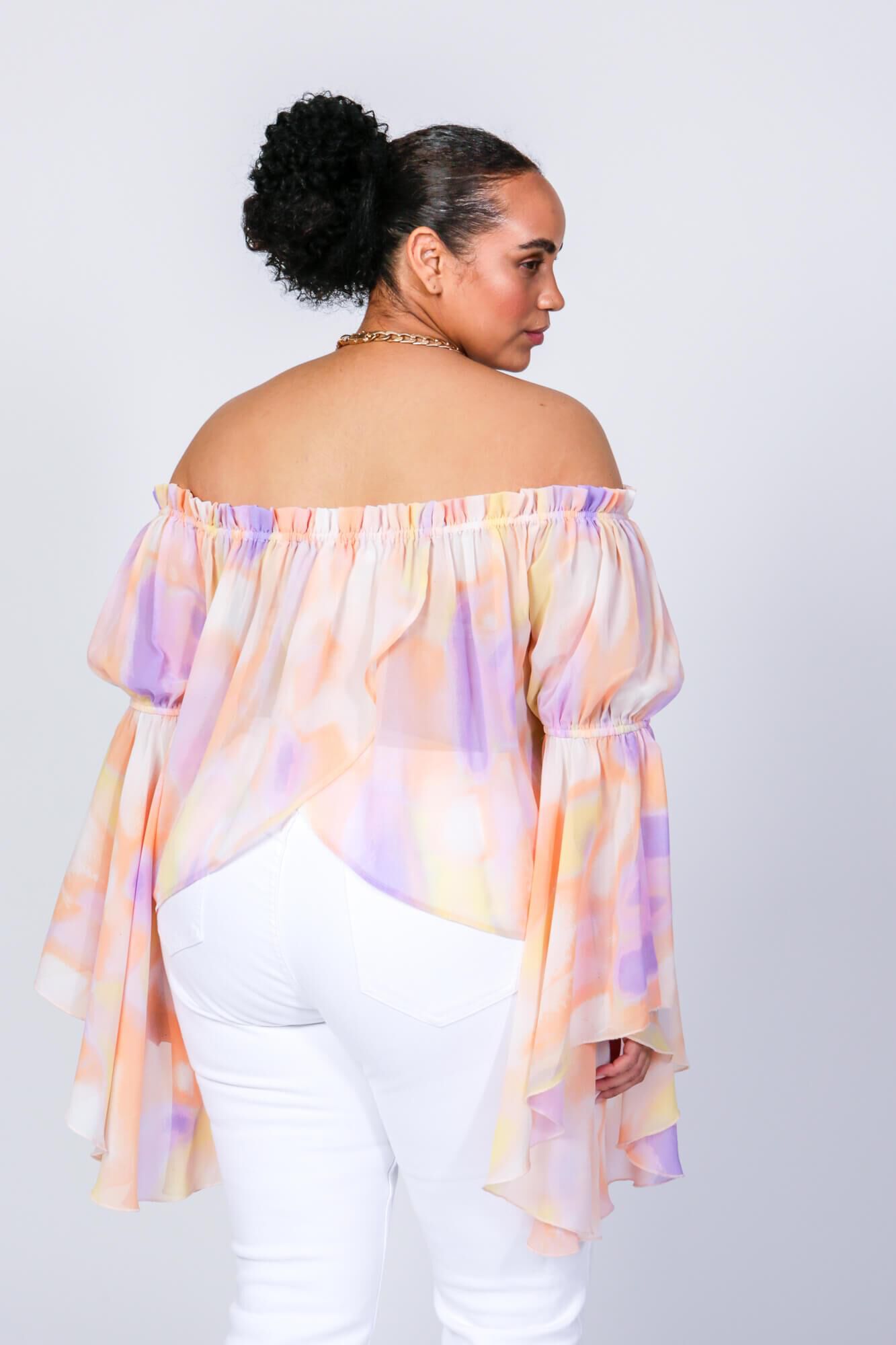 Cotton Candy Brittney Off The Shoulder Bell Sleeve Top Woman Within