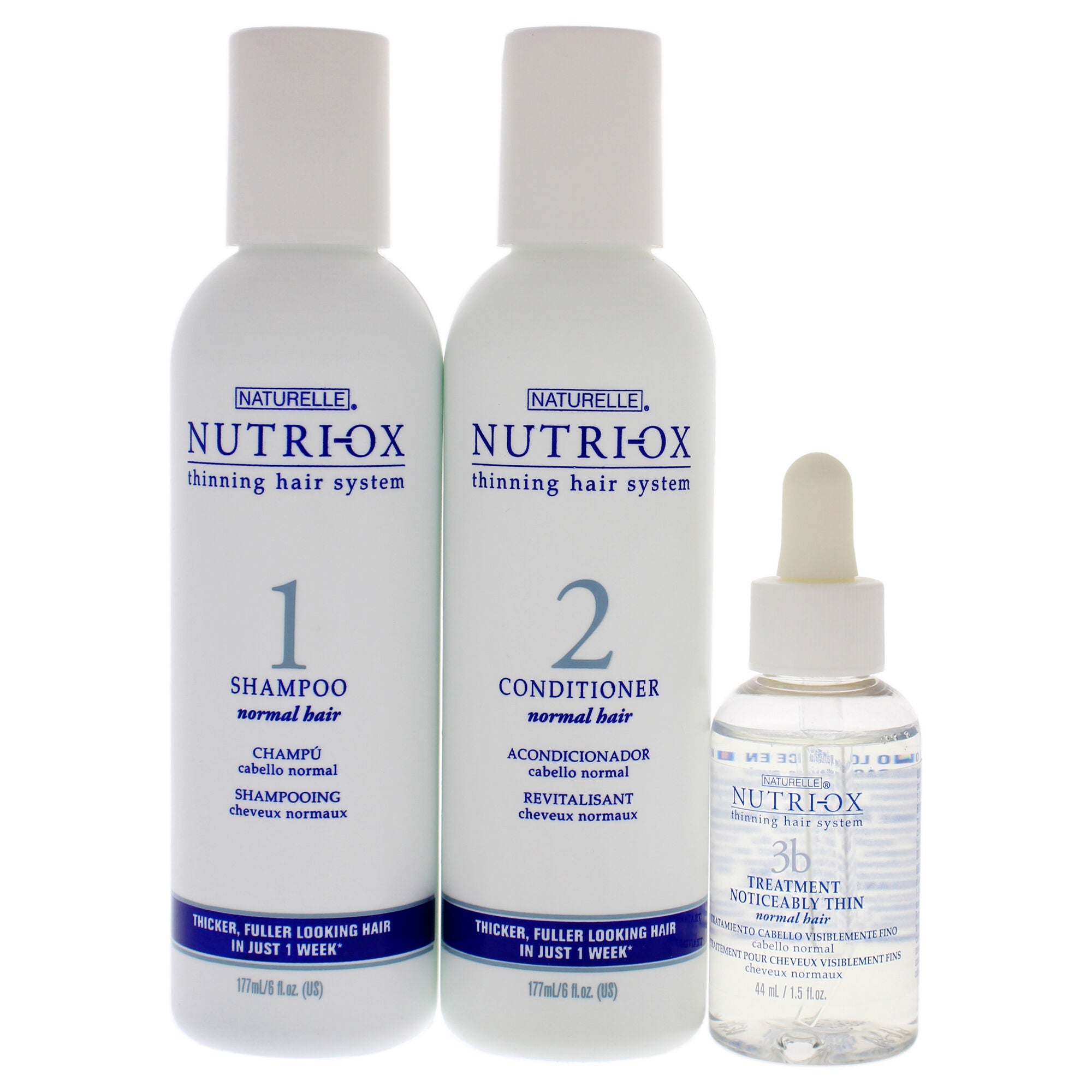 Noticeably Thin Normal Hair Starter Kit by Nutri-Ox for Unisex - 3 Pc Gift Set 6oz Shampoo Normal, 6oz Conditioner Normal, 1.5oz Treatment, See Description, alternate image number 3