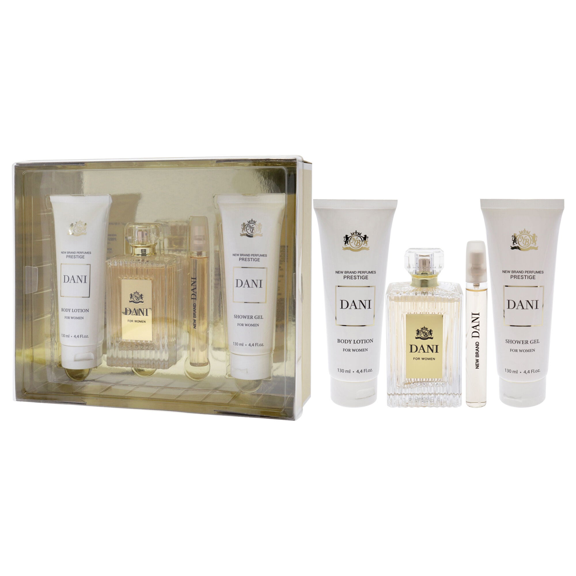 Prestige Dani by New Brand for Women - 4 Pc Gift Set 3.3oz EDP Spray, 0.5oz EDP Spray, 4.4oz Shower Gel, 4.4oz Body Lotion, , alternate image number 7