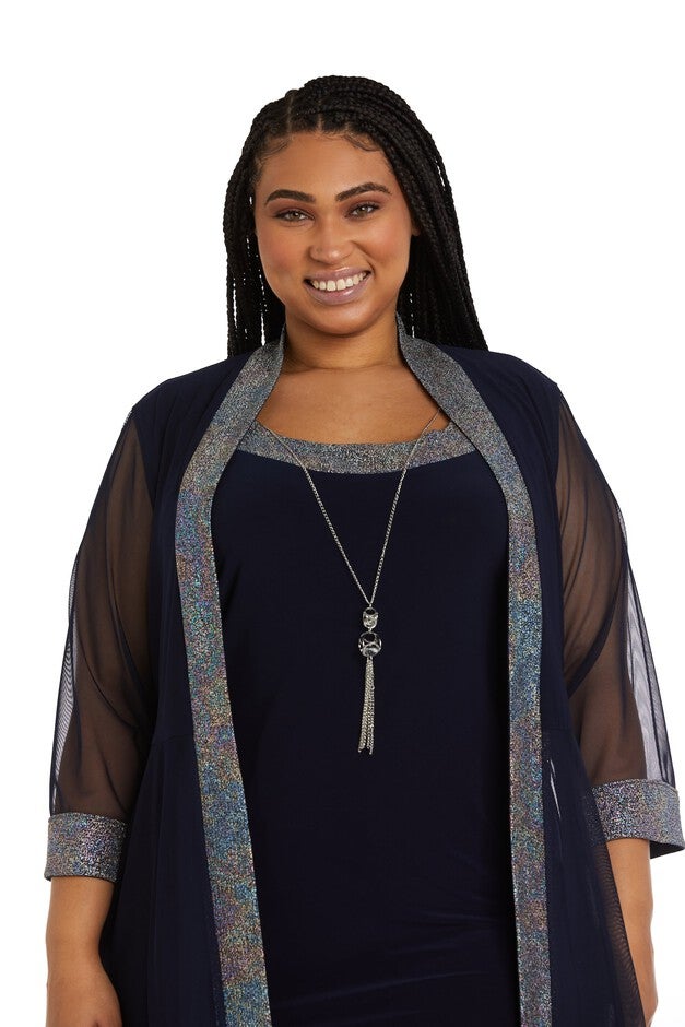 Two-Piece Foil Knit Detail Jacket Dress - Plus, , alternate image number null