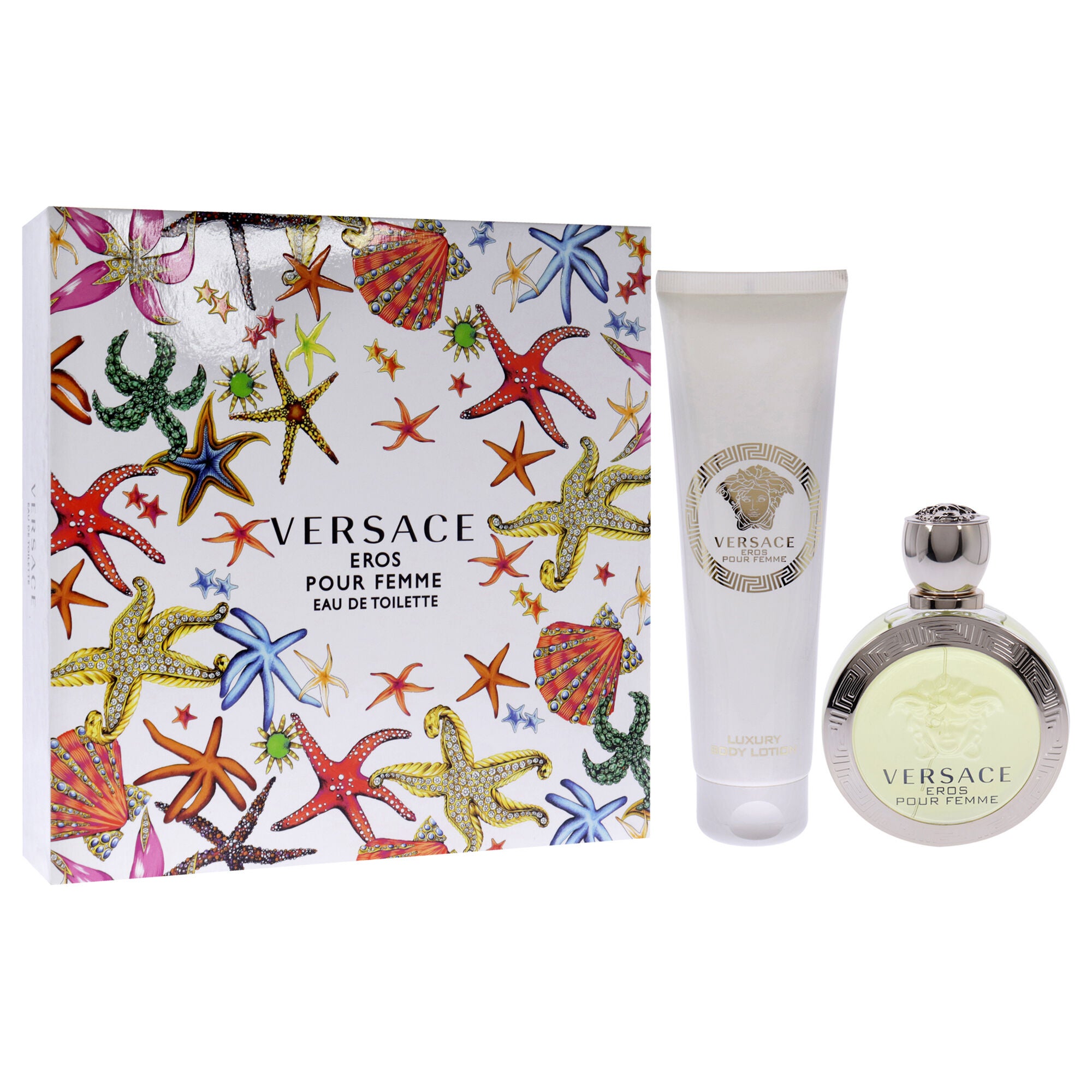 Versace Eros Pour Femme by Versace for Women 2 Pc Gift Set 3.4oz EDT Spray 5oz Luxury Body Lotion Woman Within