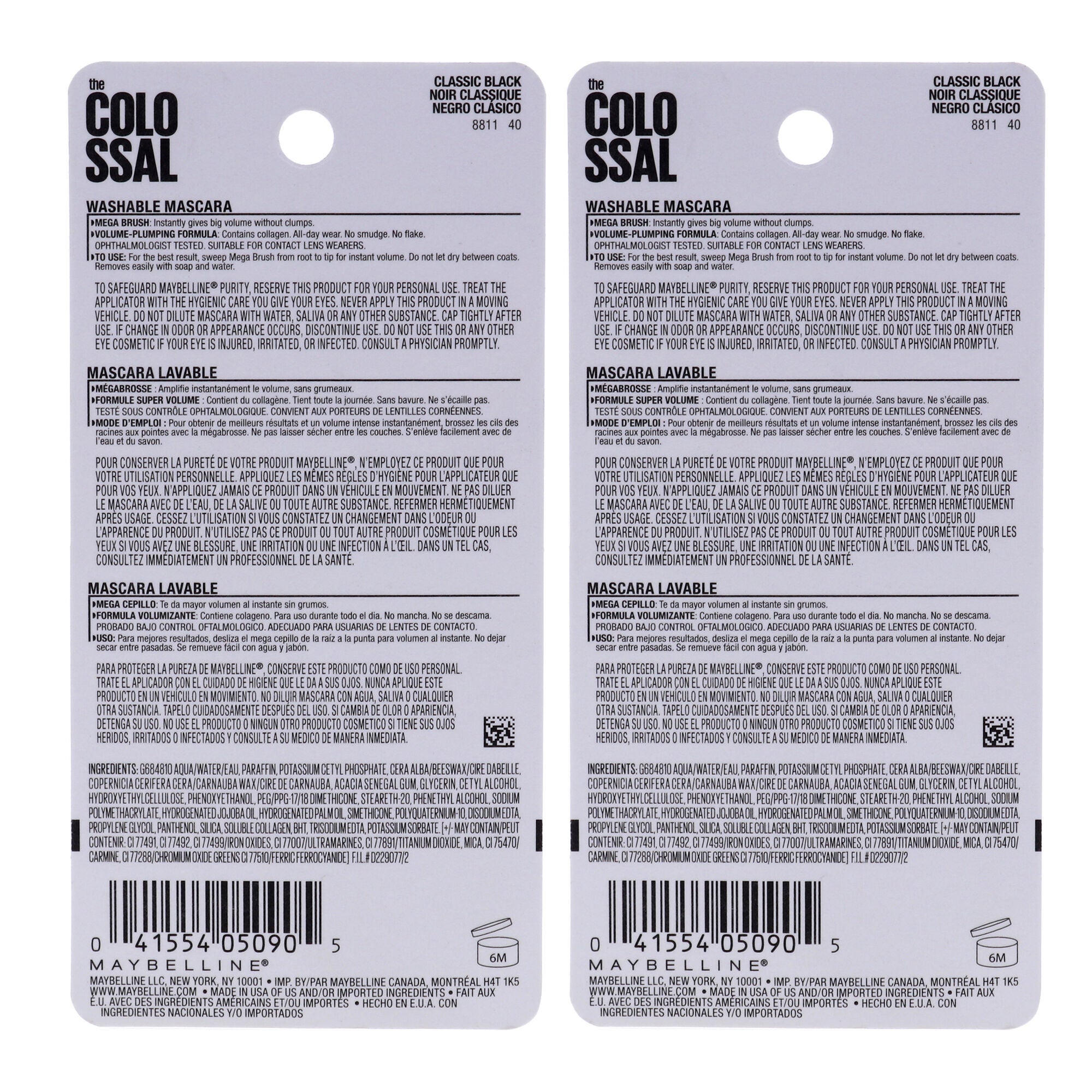 The Colossal Volum Express Mascara - 231 Classic Black by Maybelline for Women - 0.31 oz Mascara - Pack of 2, Black, alternate image number 1