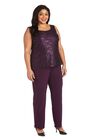 Three-Piece Pant Set with Metallic Lace Detail, , alternate image number null