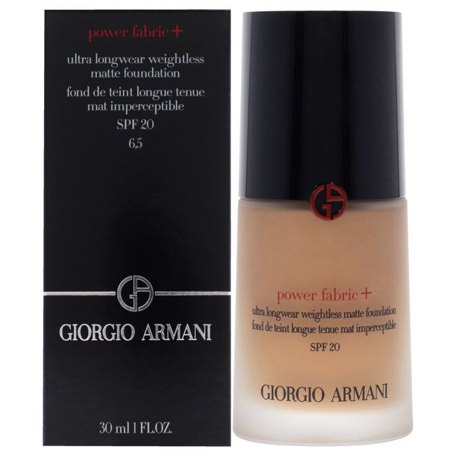 Power Fabric Plus Longwear Weightless Matte Foundation SPF 20 - 6.5 Medium To Tan With Peach by Giorgio Armani for Women - 1 oz Foundation, NA, hi-res image number null